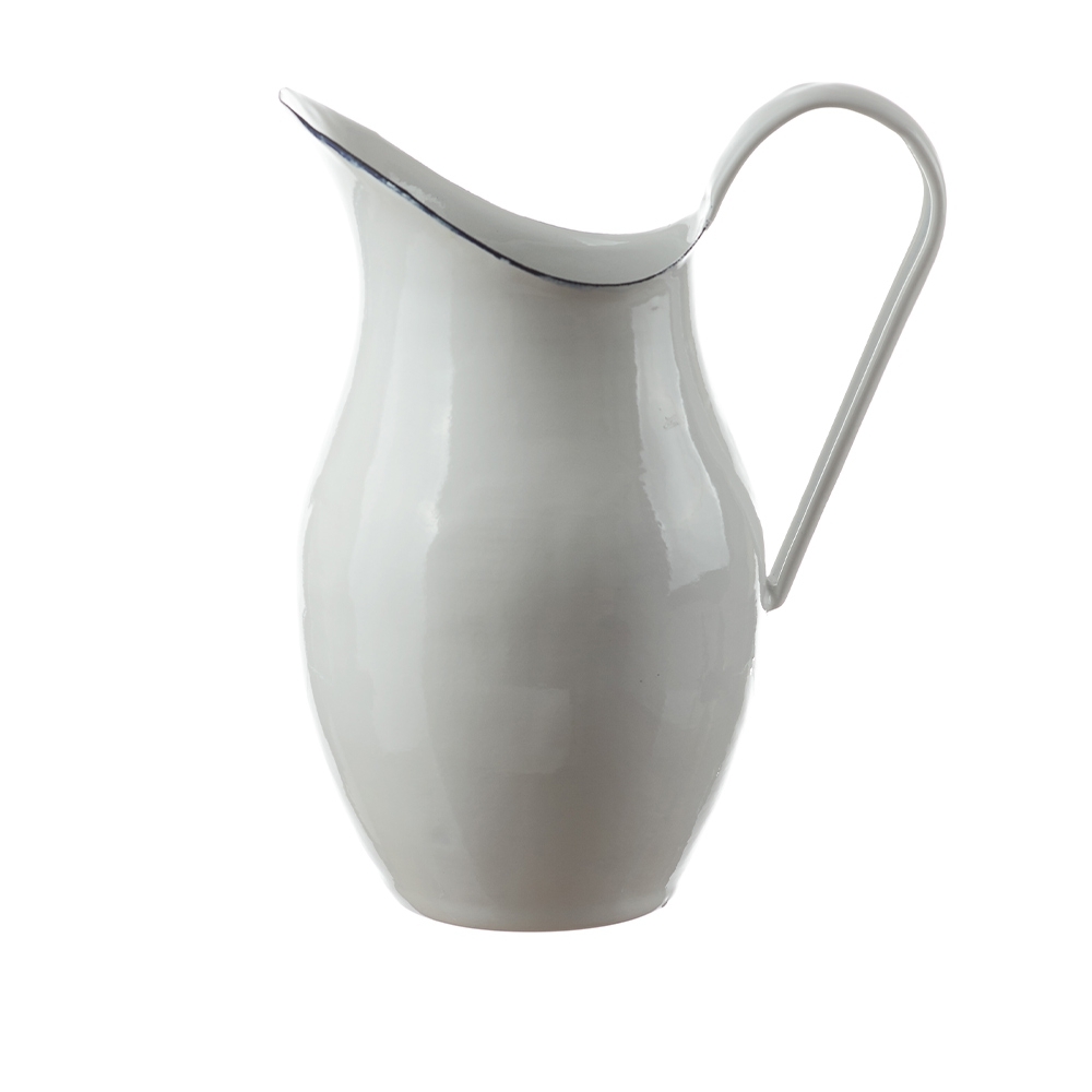 Münder Email - Wasserkrug 2,5 L - Weiß mit blauem Rand Münder Email - Wasserkrug 2,5 L - Weiß mit blauem Rand