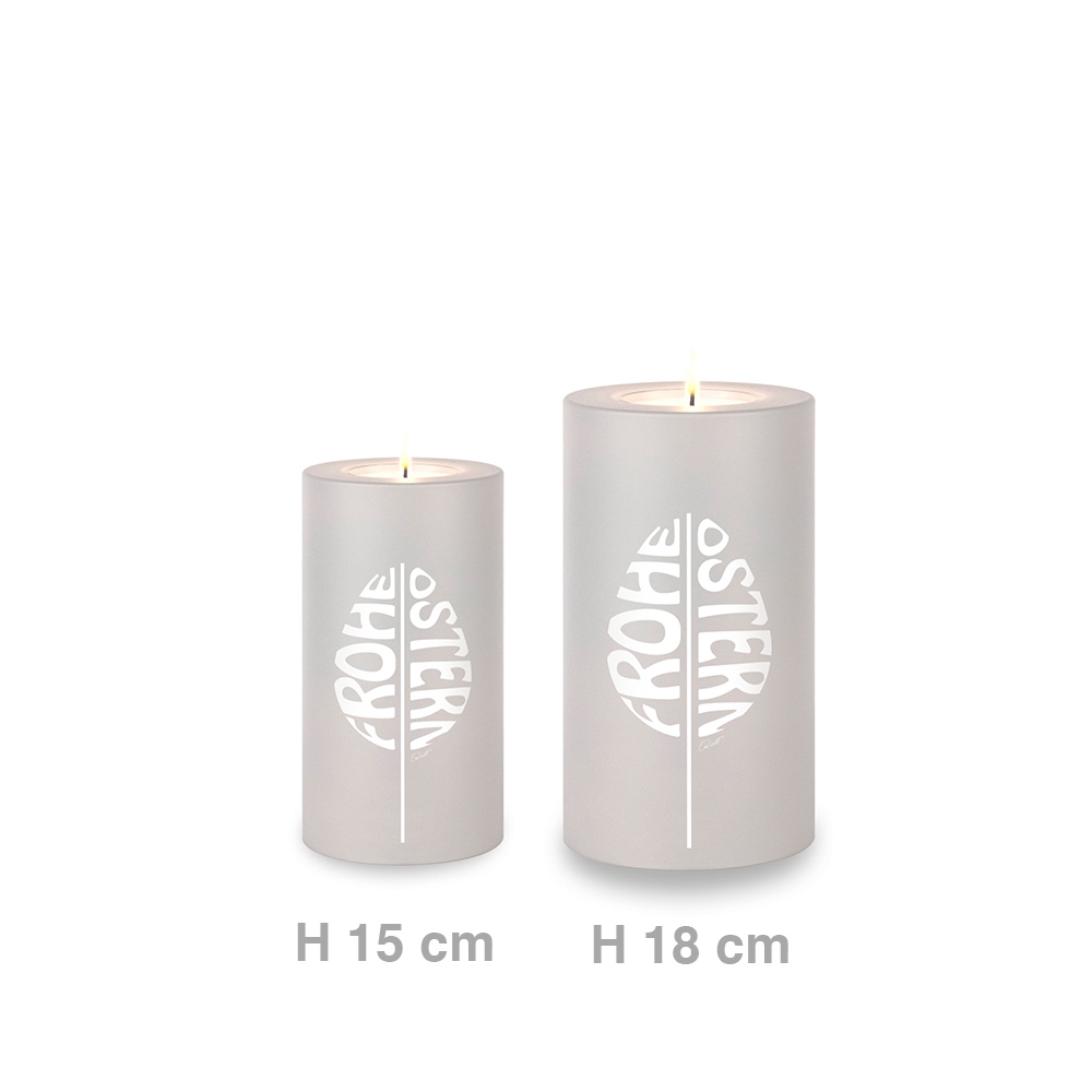 Qult Farluce Trend - Tealight Candle Holder - cloud grey "Happy Easter"