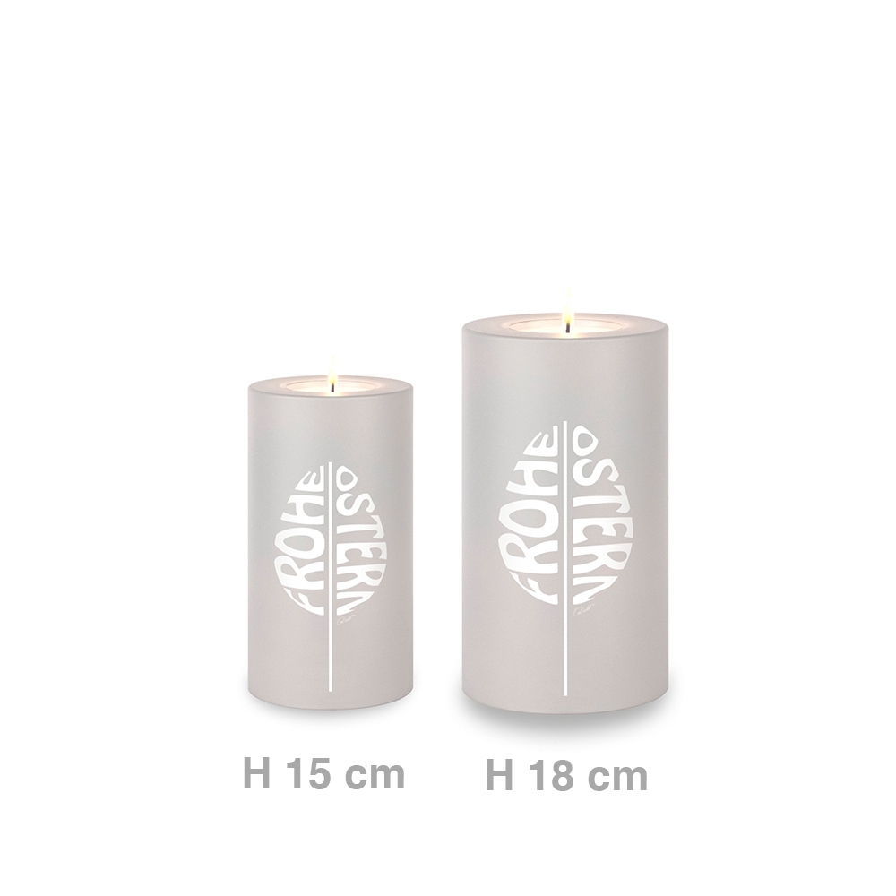 Qult Farluce Trend - Tealight Candle Holder - cloud grey "Happy Easter" Qult Farluce Trend - Tealight Candle Holder - cloud grey "Happy Easter"