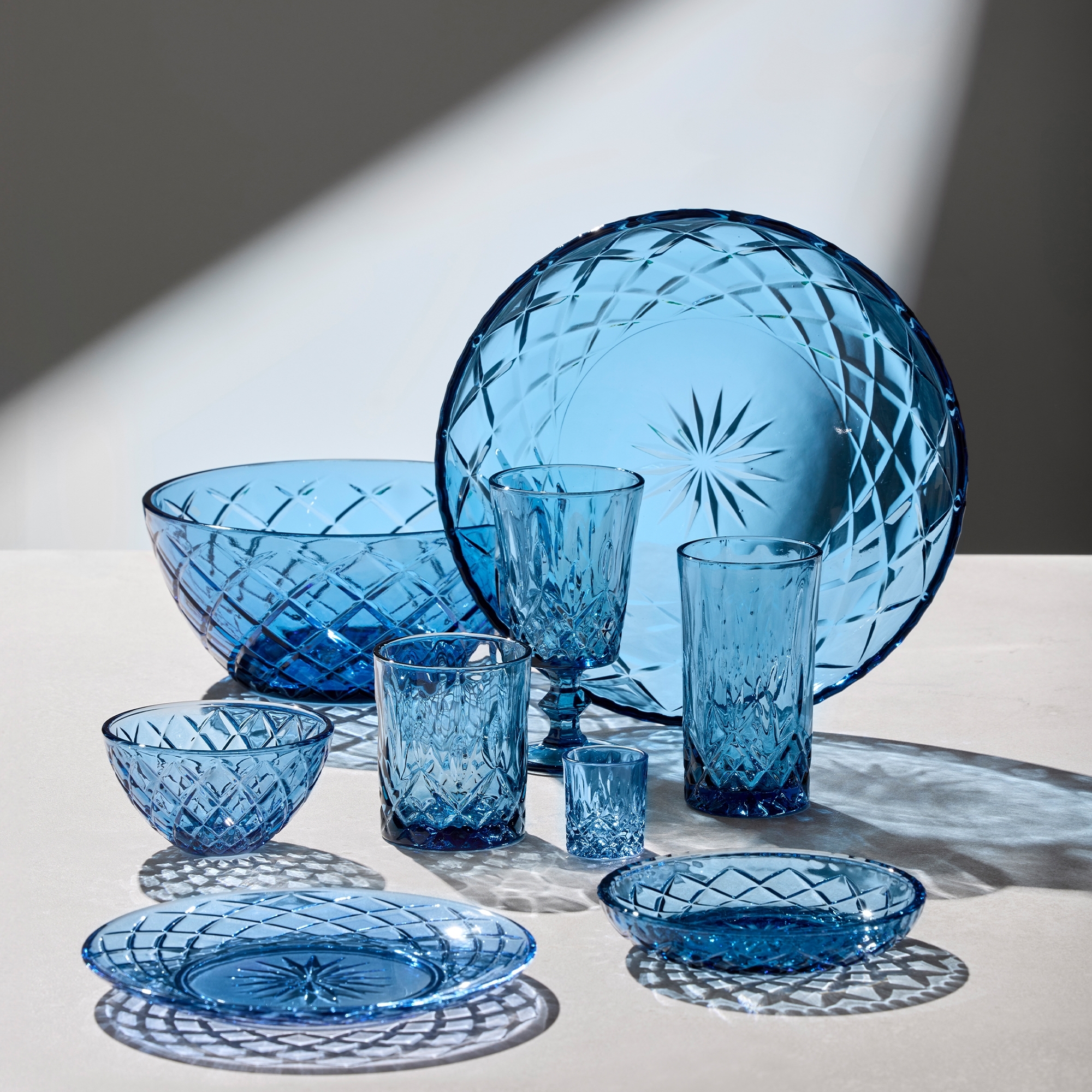 Lyngby Glas -Sorrento - Teller 21 cm - Blau