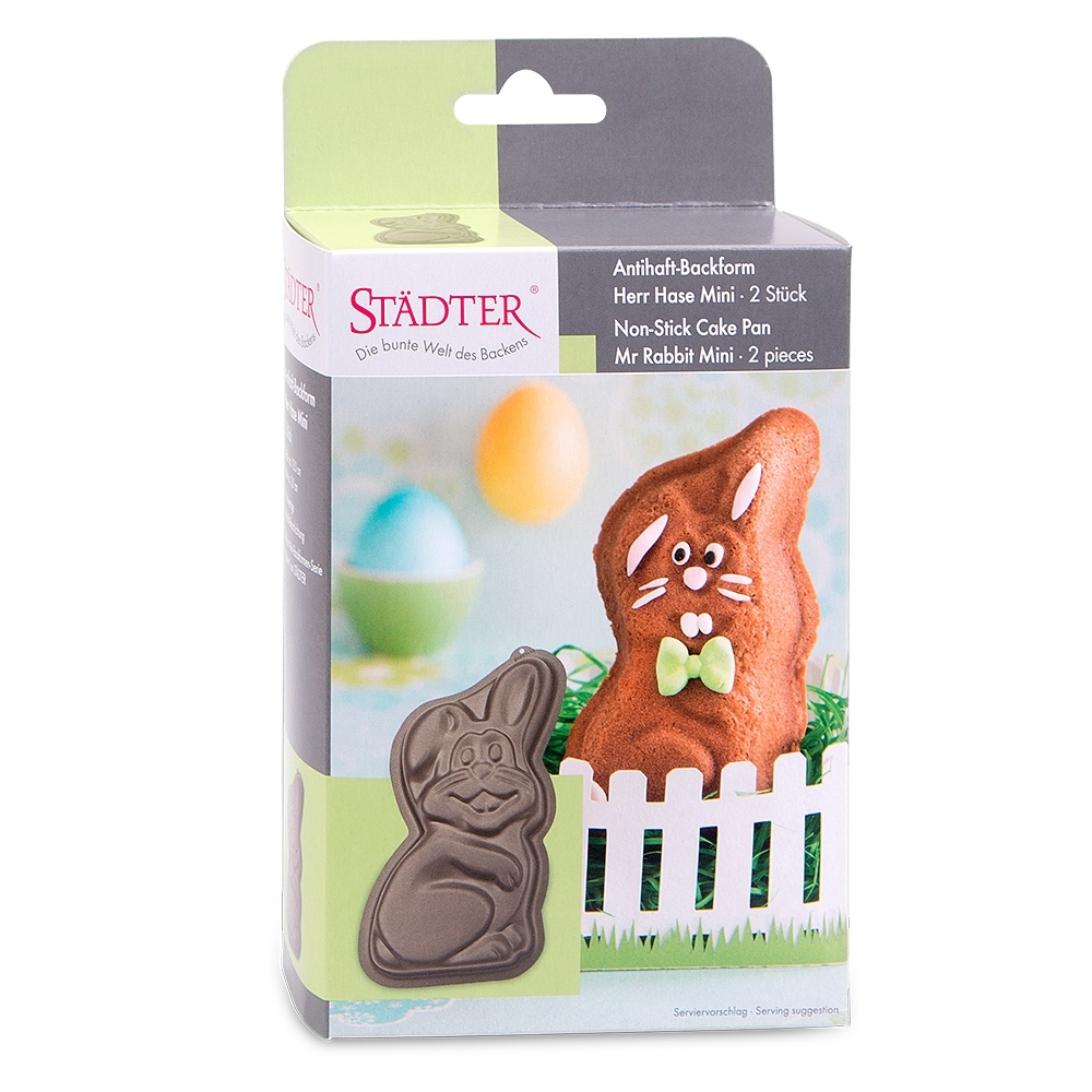 Städter - Motivbackform - Herr Hase Mini - 12 x 3 cm - 2 Stück - 150 ml