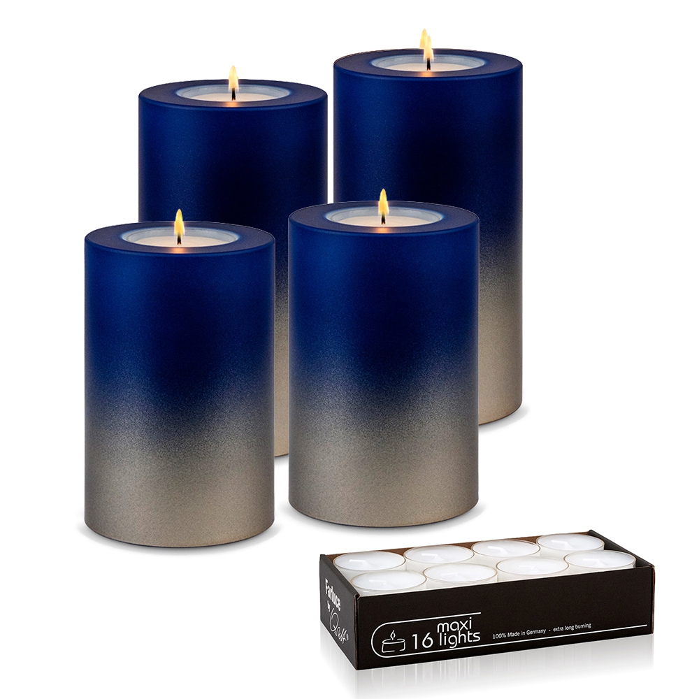 Qult Farluce Trend - Tealight Candle Holder - LEVI - Night blue / Cream Gold