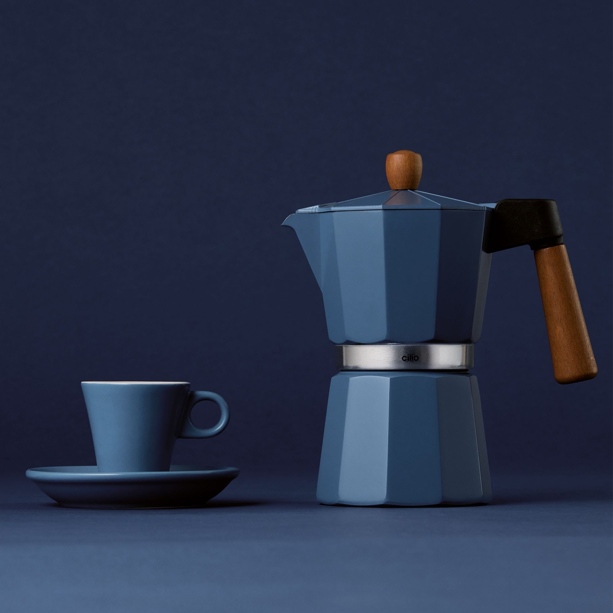Cilio - Espresso Maker - LEGNO - 6 Cups - blu