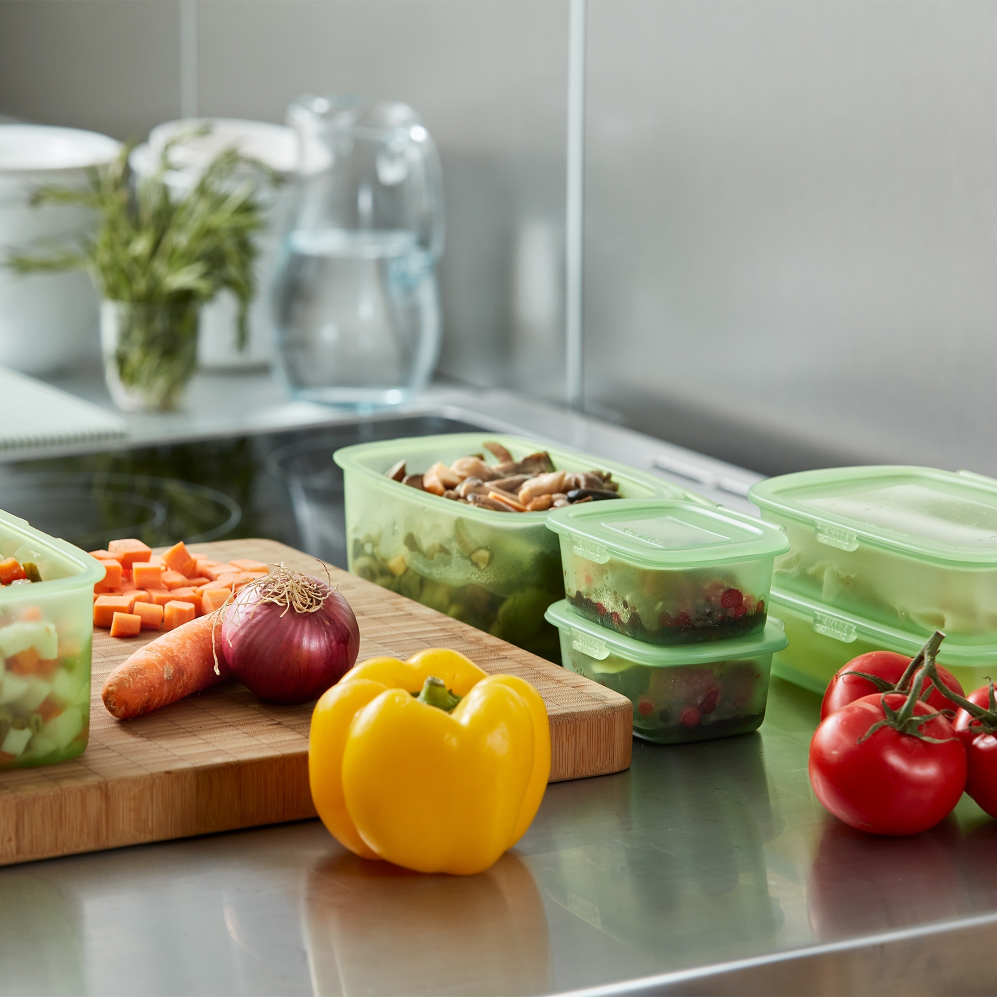 Lékué - Silicone storage containers, set of 3, green