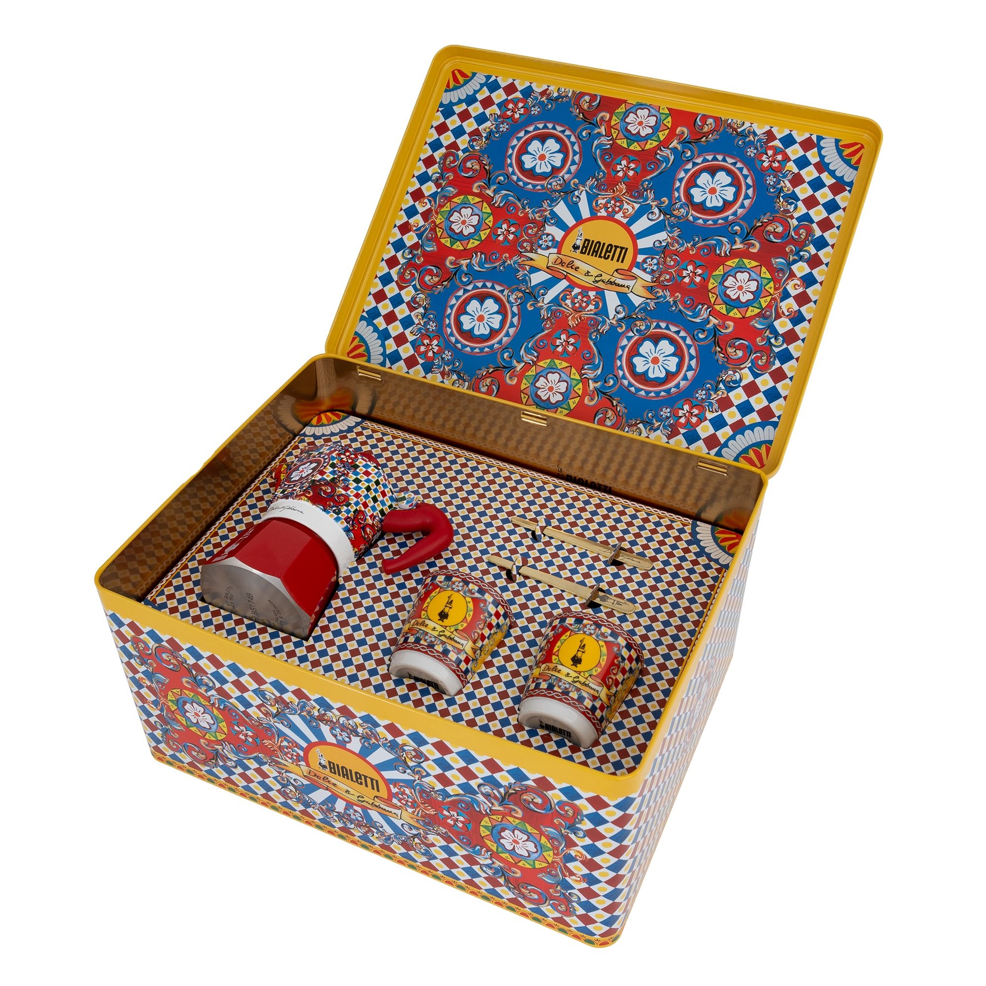 Bialetti - Dolce&Gabbana Moka Express 2 Tassen in Geschenkdose mit 2 Espressobechern und Rührstäbchen