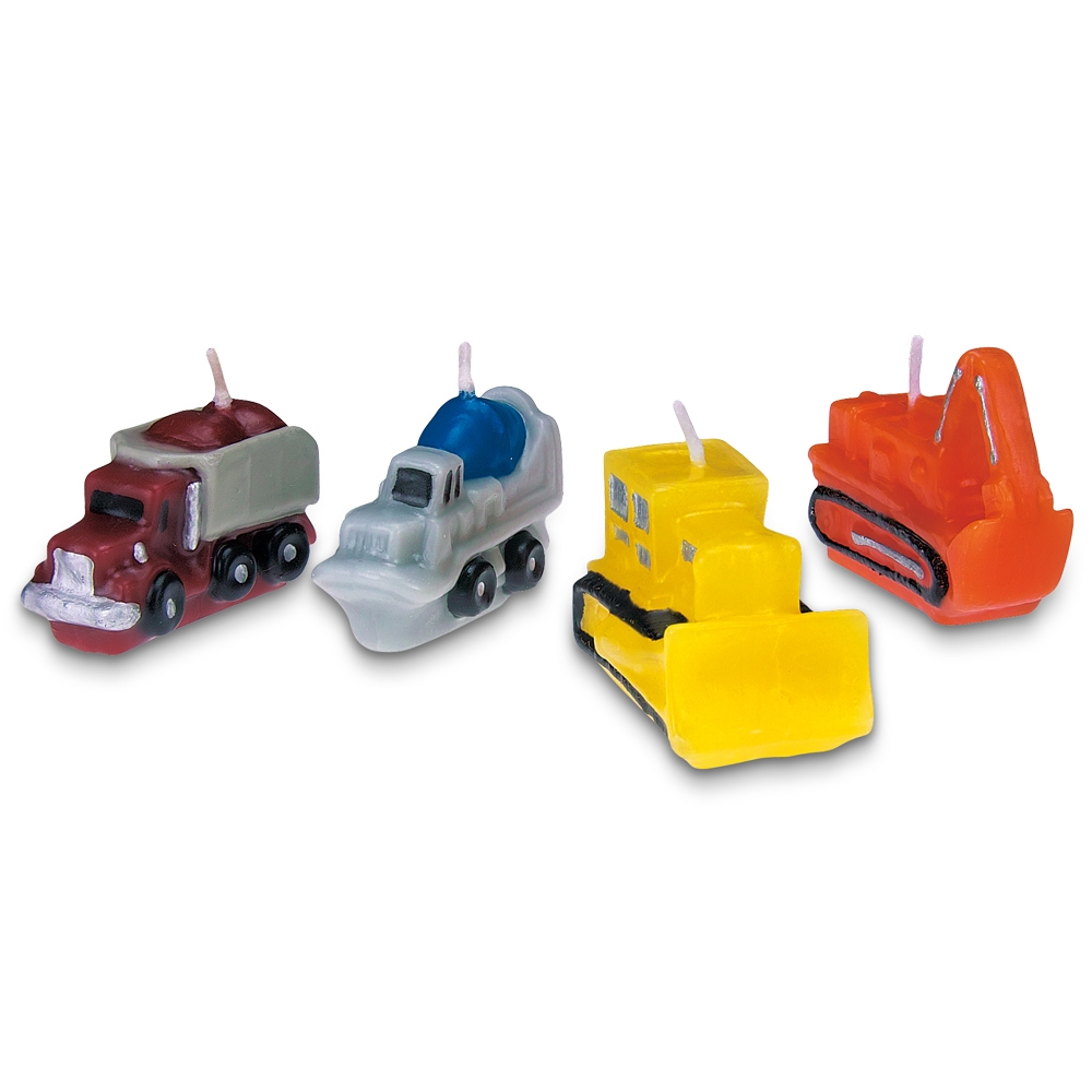 Städter - Kerze Baustellenfahrzeuge Bunt - 4–5 cm - 4-teiliges Set