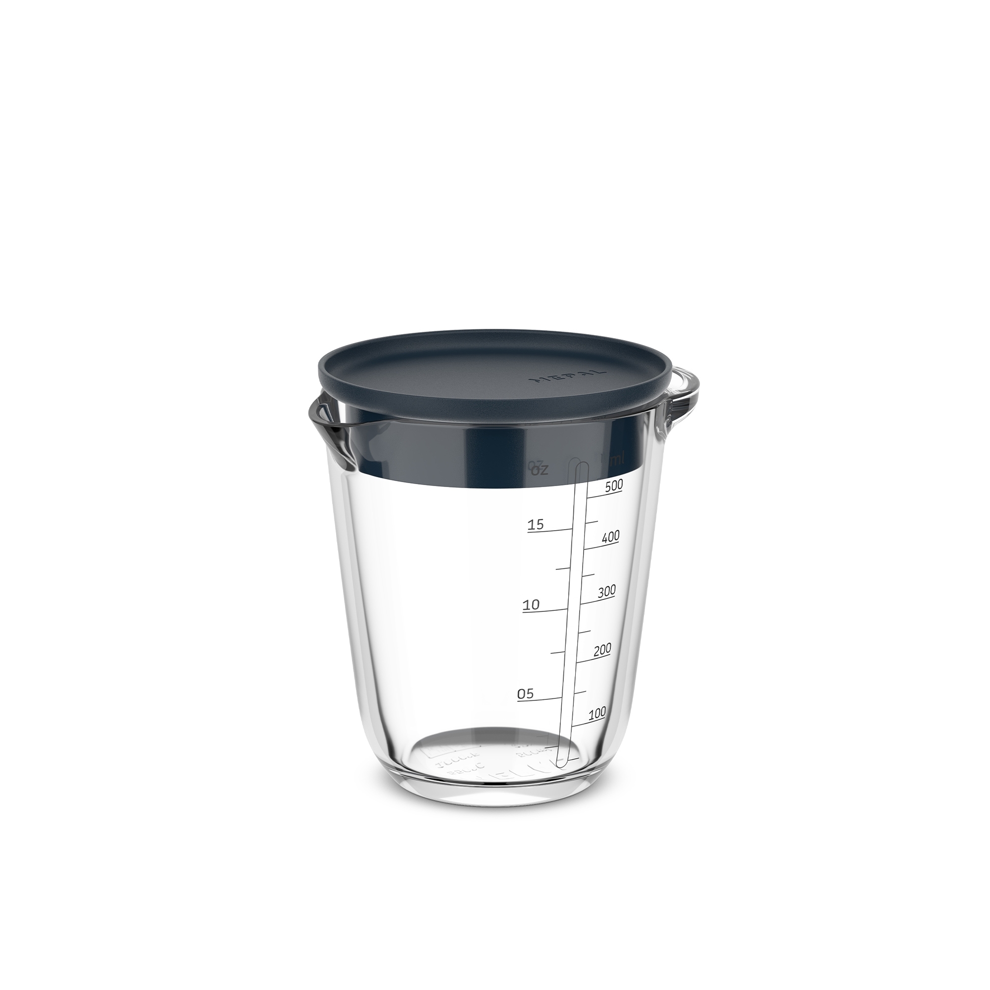 Transparenter Messbecher mit Deckel und Skala bis 400 ml