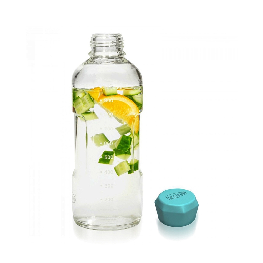 Trend glass Jena - BLUE OCEAN - drinking bottle 1000 ml, blue