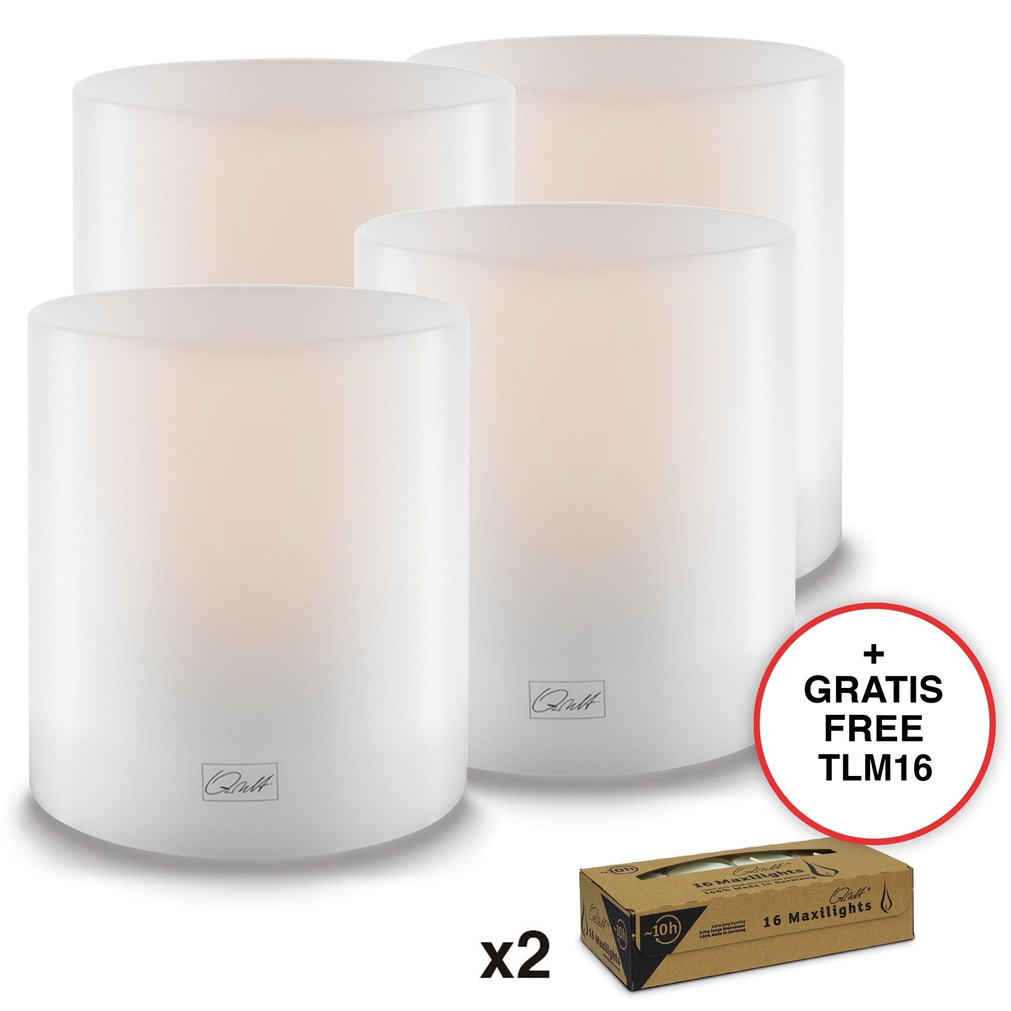 Qult Farluce Inside - Tealight Candle Holder white - Ø 12 cm H 15 cm - set of 4