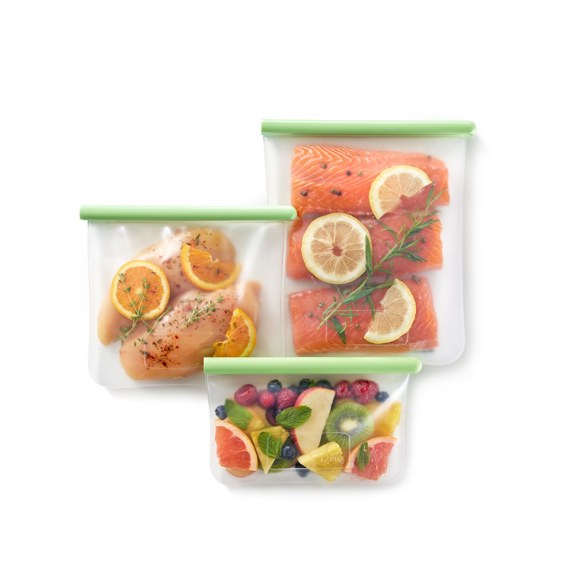 Lékué - Reusable silicone bags, set of 3 green