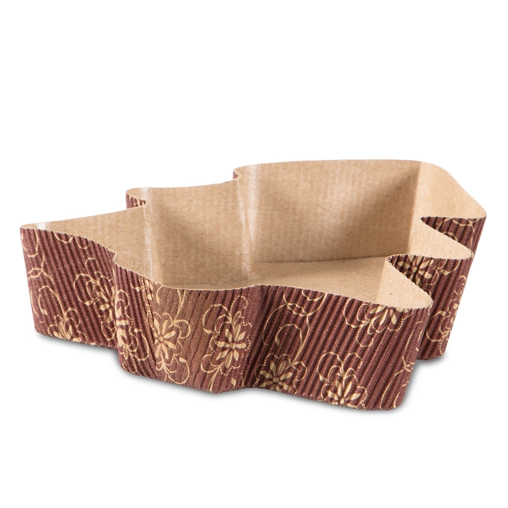Städter - Papierbackform - Tannenbaum - 16 x 18 cm / H 3,5 cm - Braun - 4 Stück