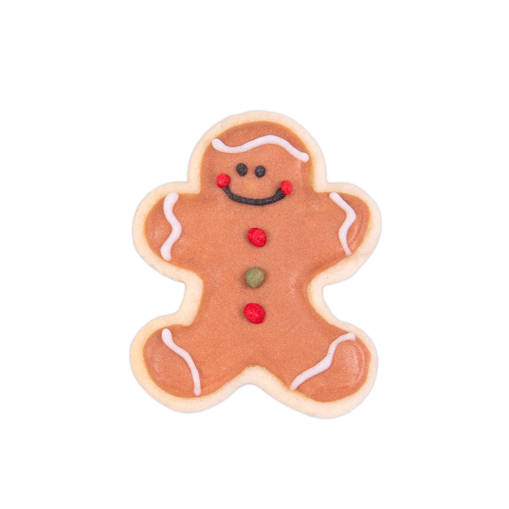 Gingerbread man biscuit with colourful icing