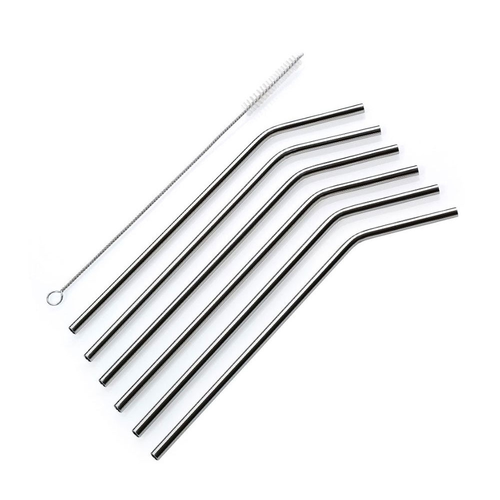 Cilio - Straws STEEL bent 6 pieces