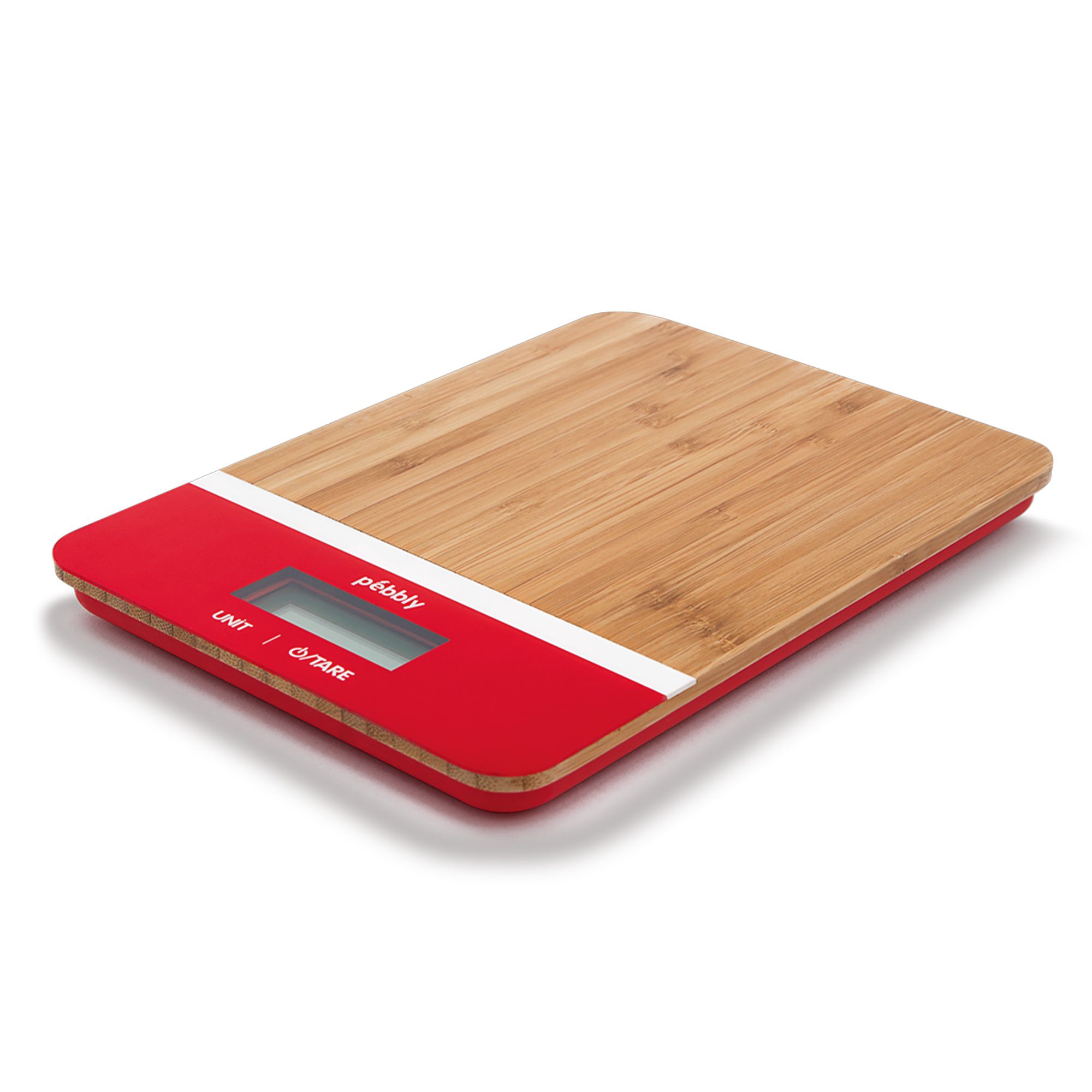 Pebbly - Rectangular bamboo kitchen scale  - Red