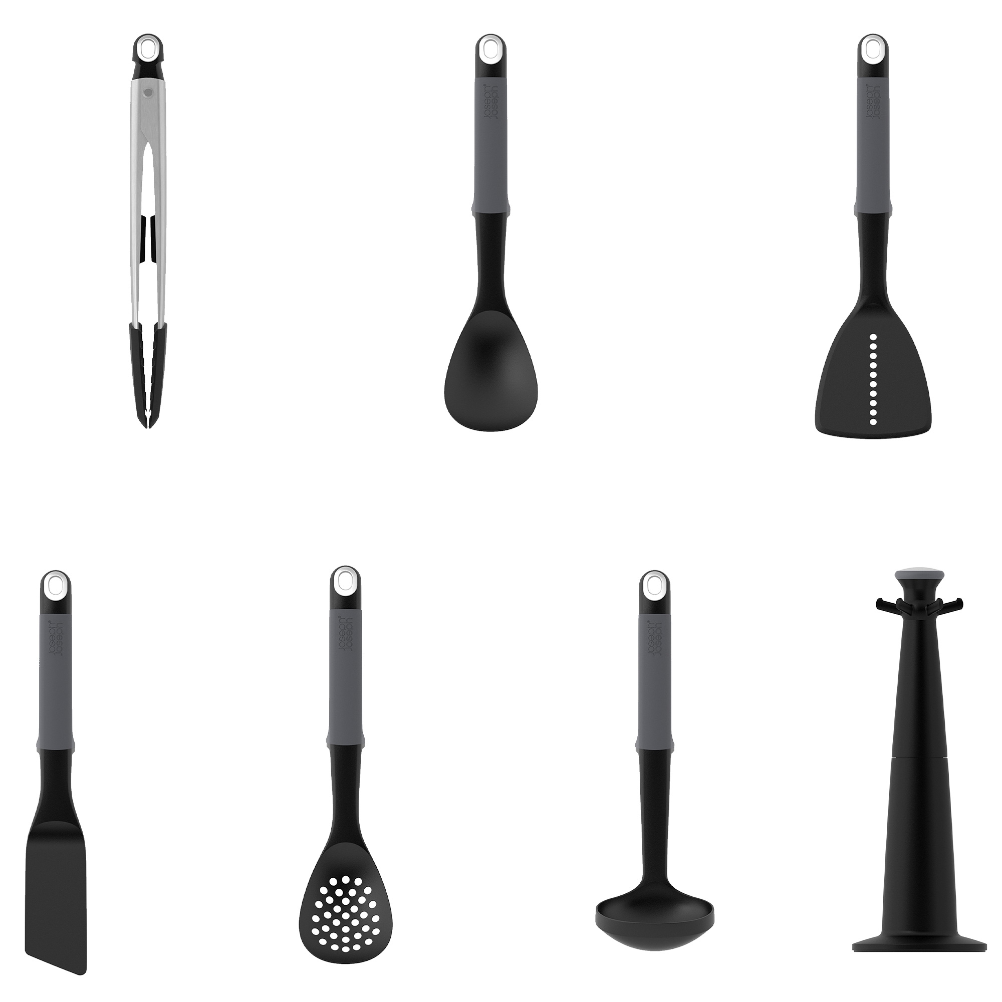 Joseph Joseph - Elevate™ 6-piece Grey Utensils Carousel Set with Tongs Joseph Joseph - Elevate™ 6-piece Grey Utensils Carousel Set with Tongs