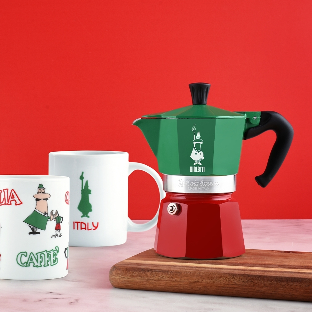 Bialetti - Espresso maker Moka Express Italia, 3 cups - Tricolore
