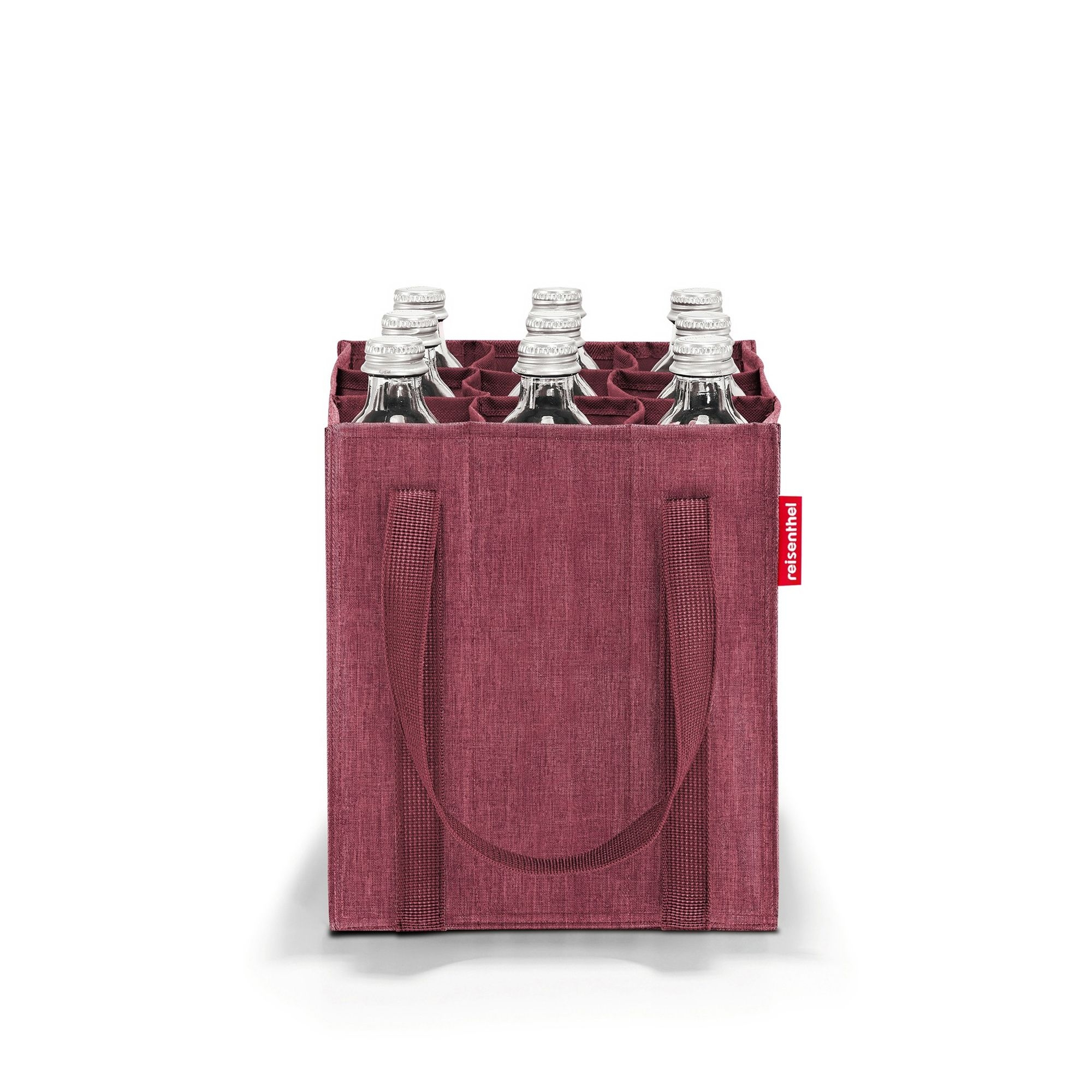 Burgundy carry bag with compartments for bottles