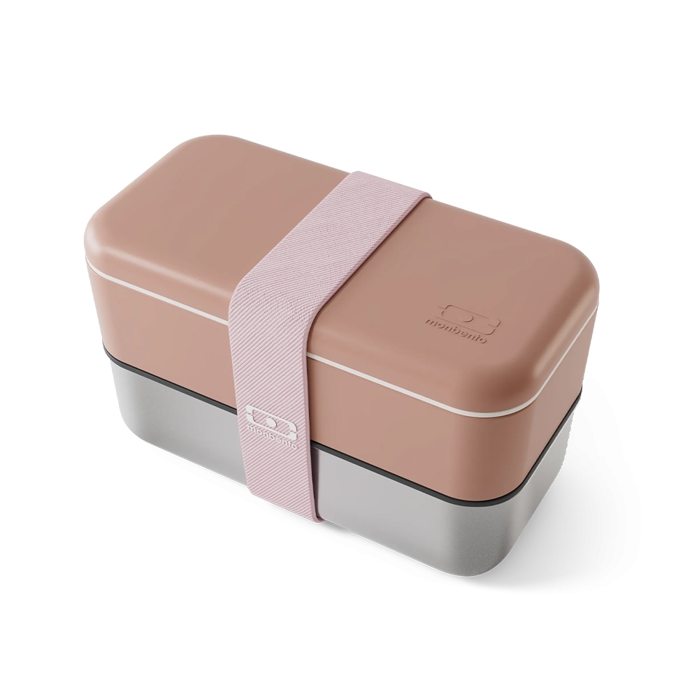 monbento - MB Sense Original - Lunch box with a stainless steel compartment, pink moka