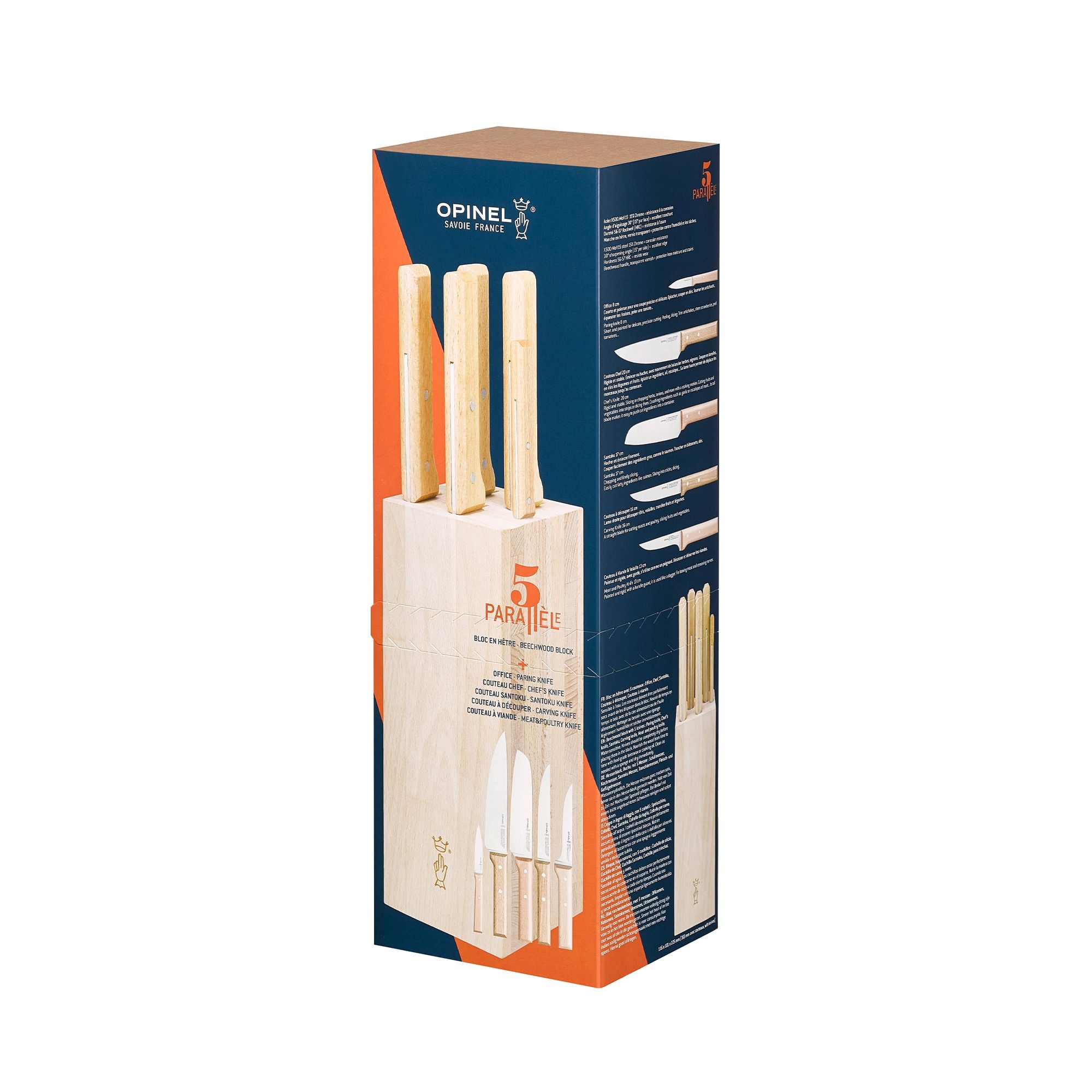 Opinel - Meat Knife Block - PARALLELE - Knife Set - 6-piece