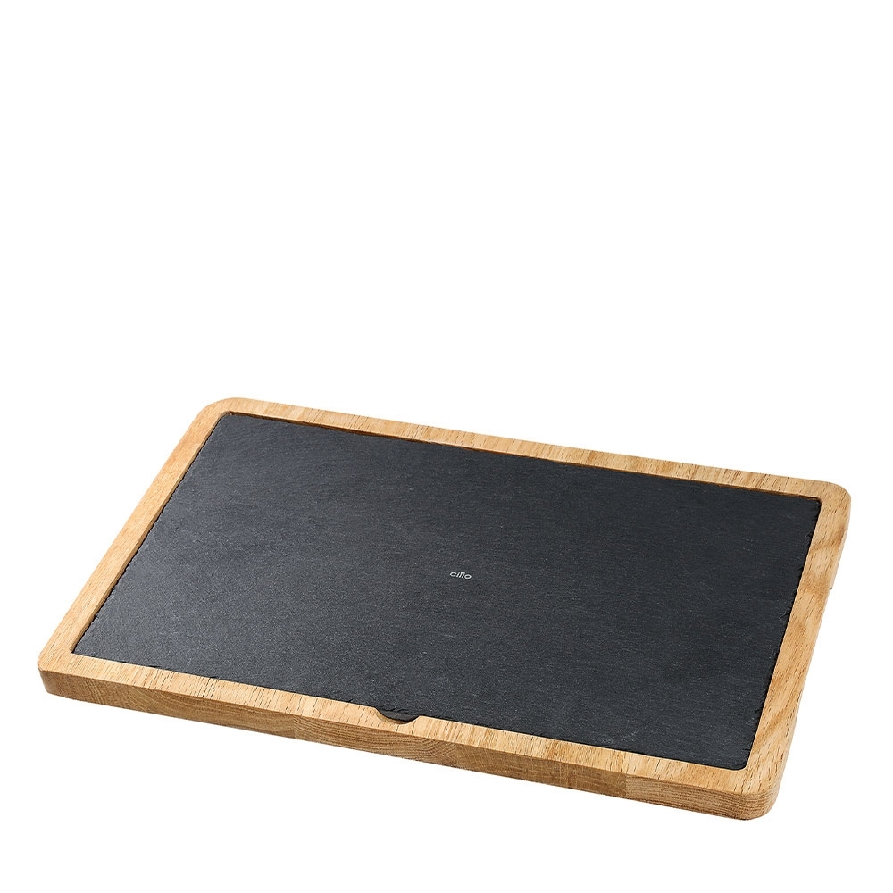 Cilio - Slate plate with wooden board - rectangular