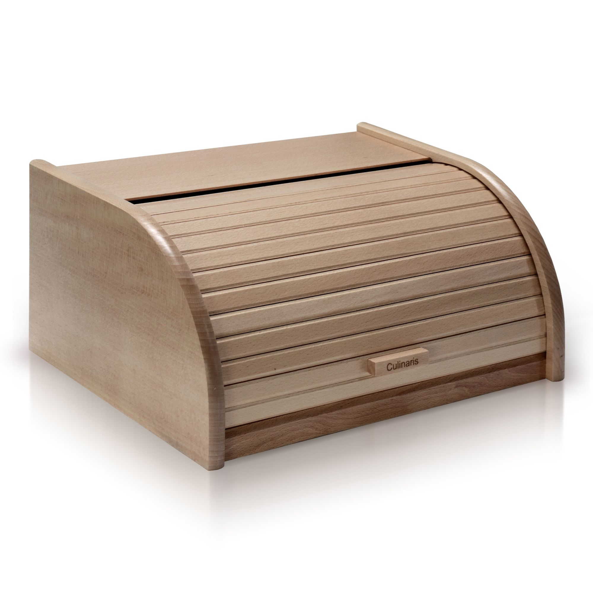 Culinaris beech wood bread bin with roll-top lid