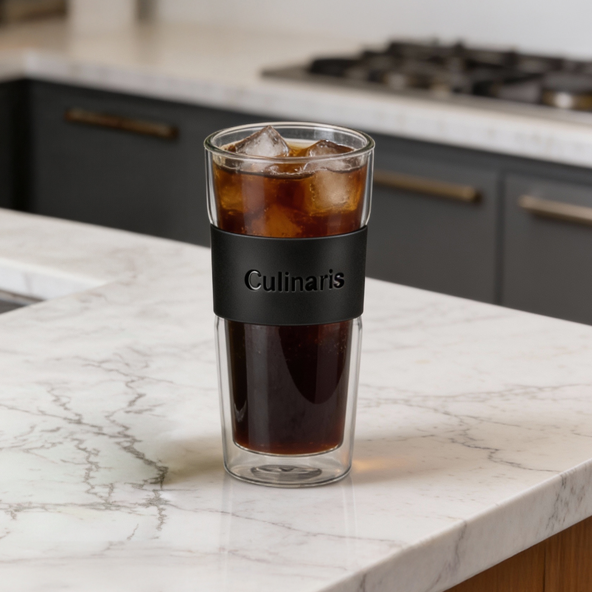 Double-walled Culinaris glass mug Portare 420 ml black