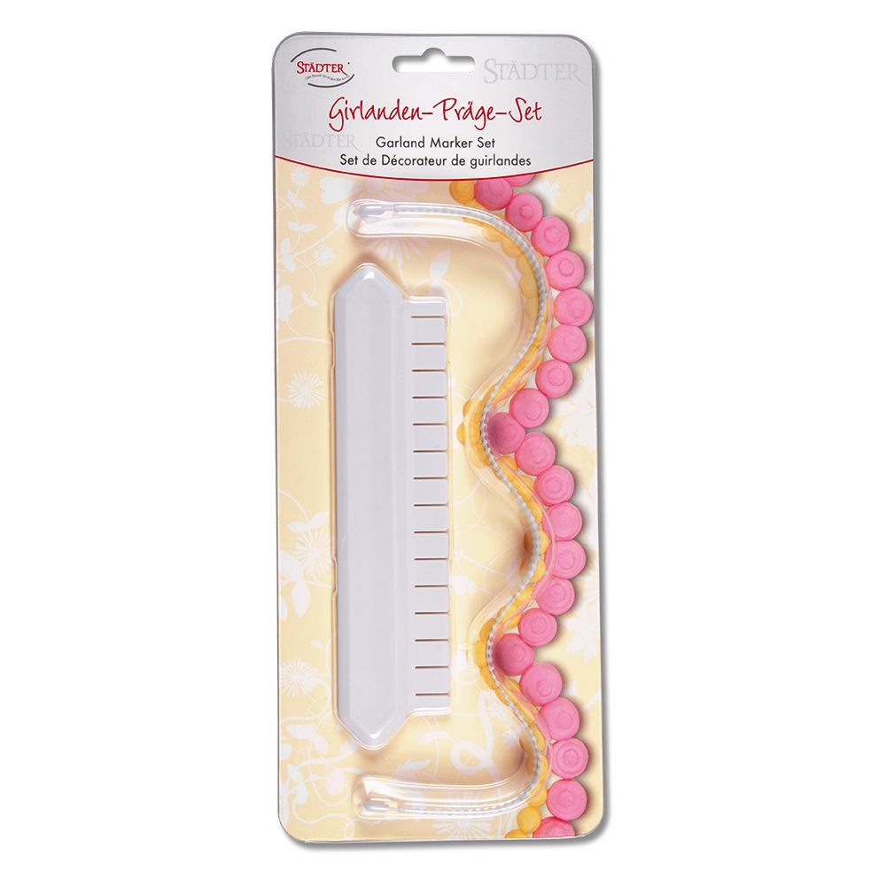 Städter - Fondant embossing stamp Garland ca. 17,5 / 36 cm white Set, 2-teilig