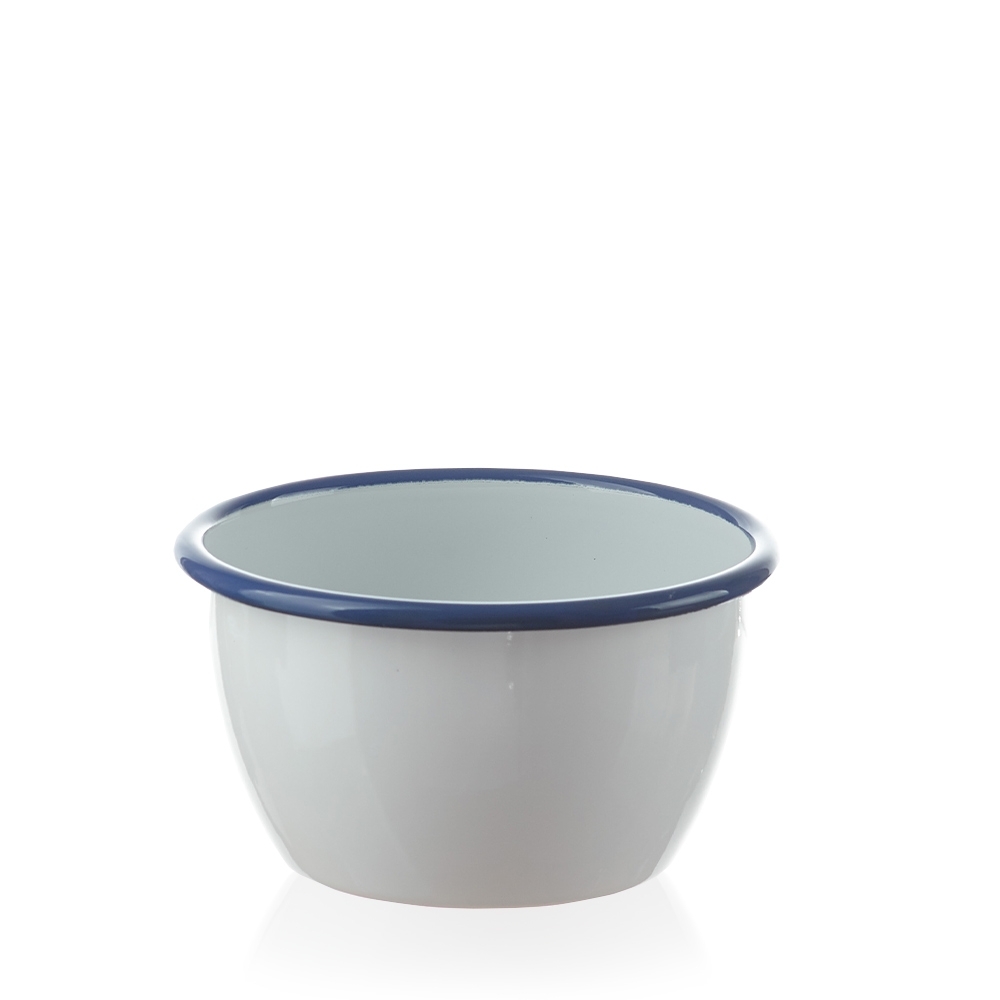 Münder Email - Salatschüssel - Weiß mit blauem Rand 12 cm