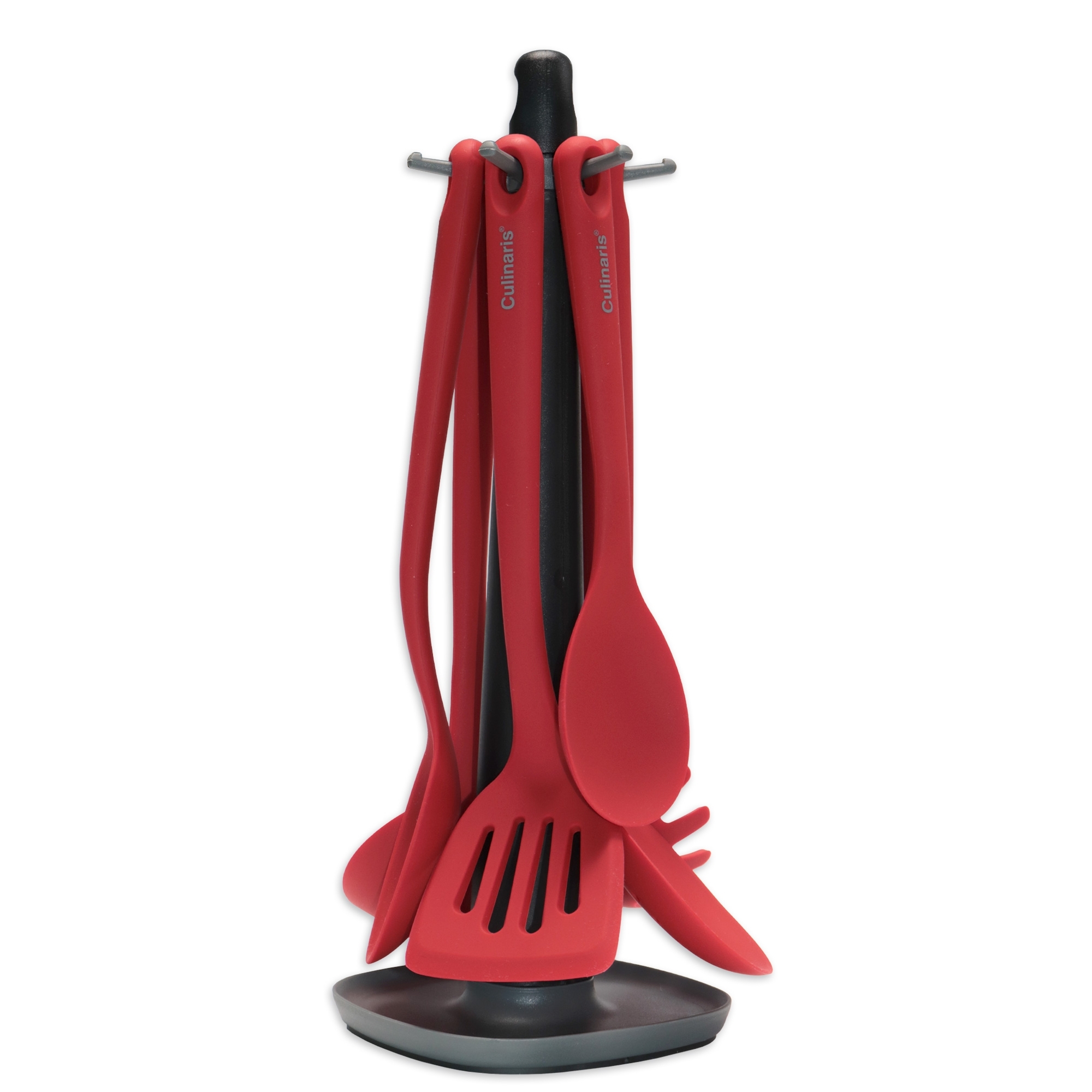 Kochset 7-tlg. - 6 Silikontools mit Drehständer - rot