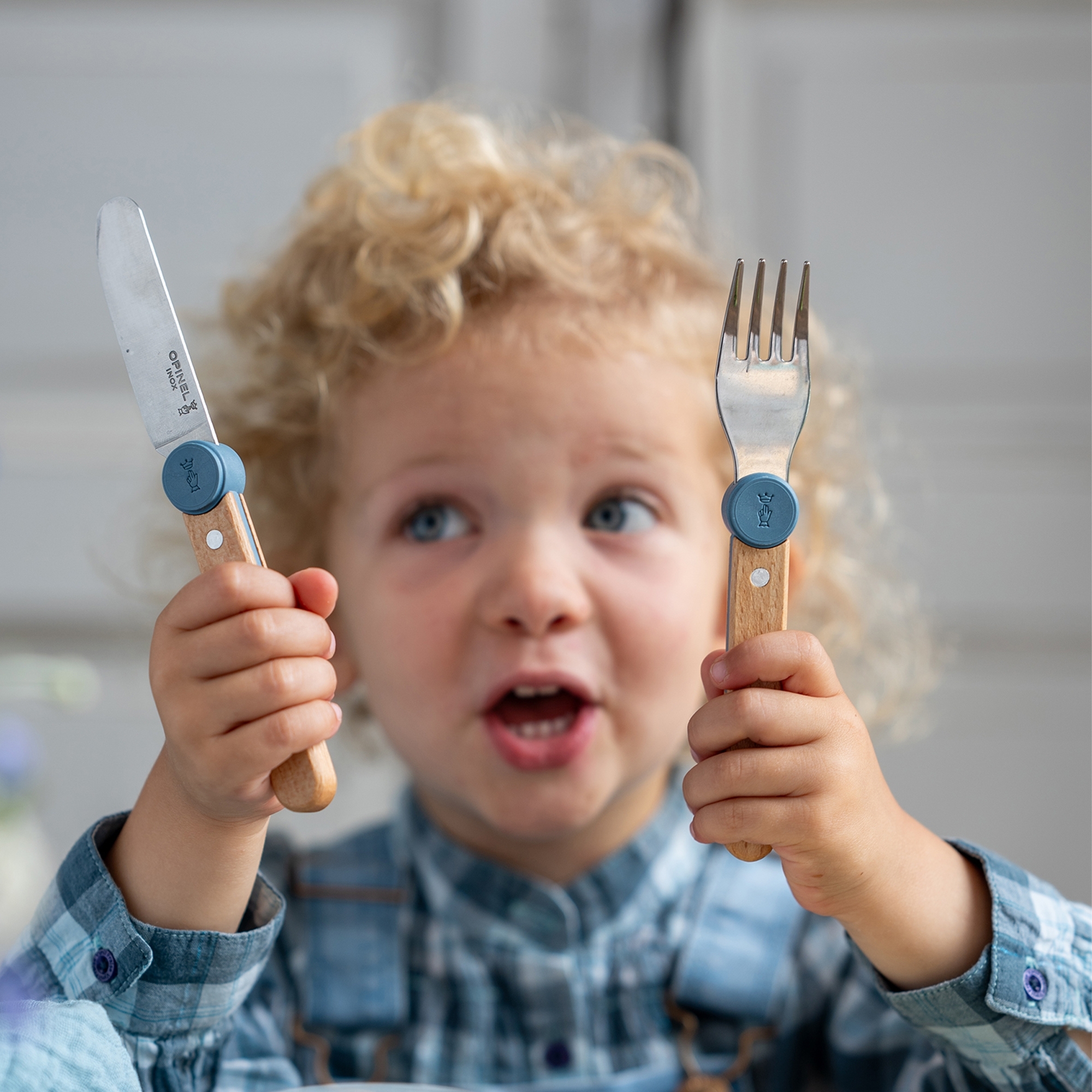 Opinel - Children’s Cutlery Set - LE PETIT GOURMET - rain blue