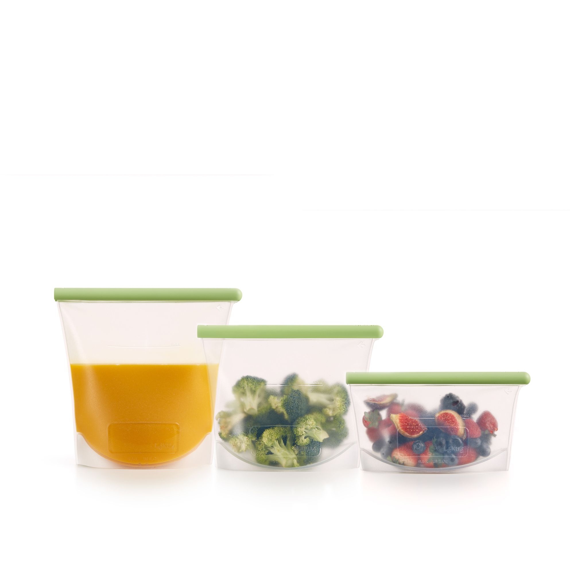 Lékué - Reusable silicone bags, set of 3, green Lékué - Reusable silicone bags, set of 3, green