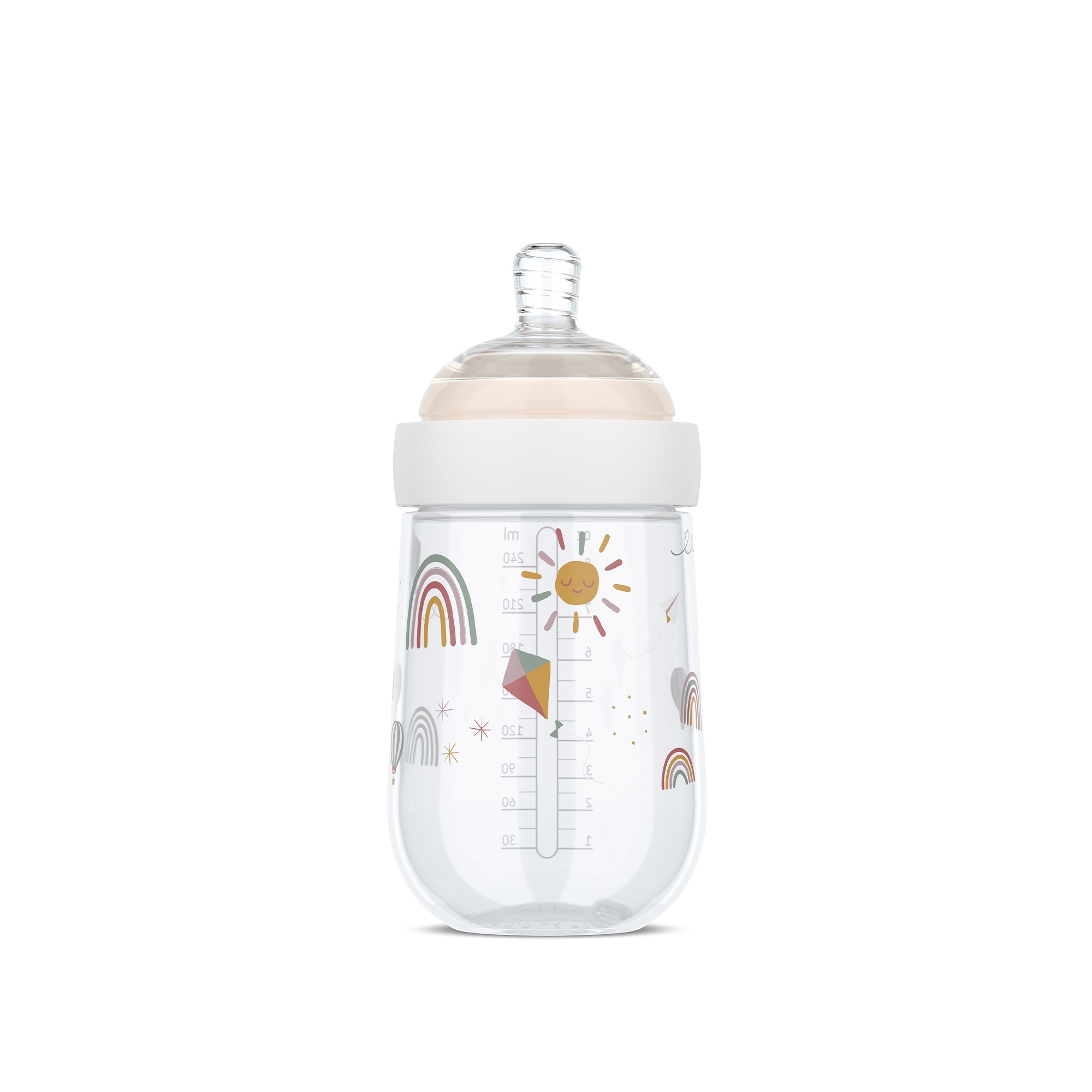 Mepal Mio 240 ml baby bottle with sunshine & rainbow design