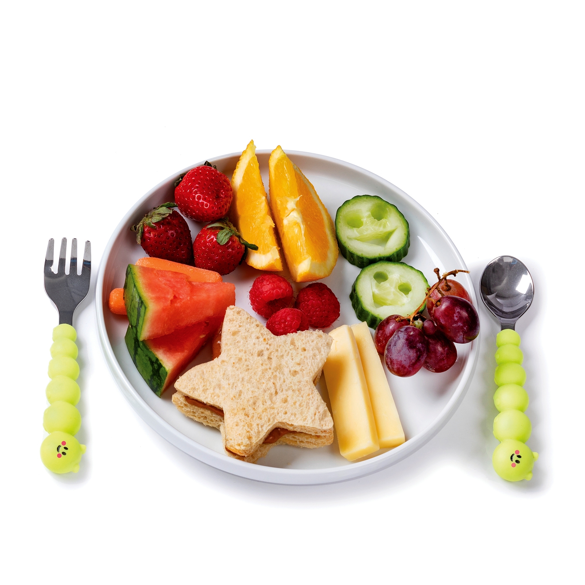 melii - Gabel & Löffel "Raupe" - Silikongriff, lime melii - Gabel & Löffel "Raupe" - Silikongriff, lime