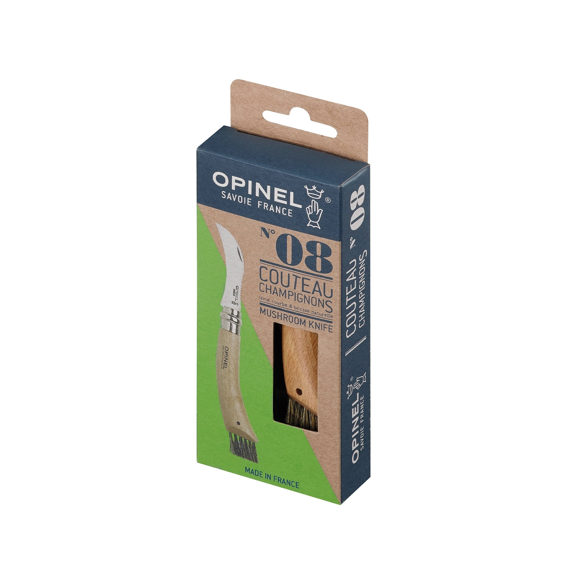 Opinel - Mushroom knife with brush No 08 - 20 cm - Beech Wood