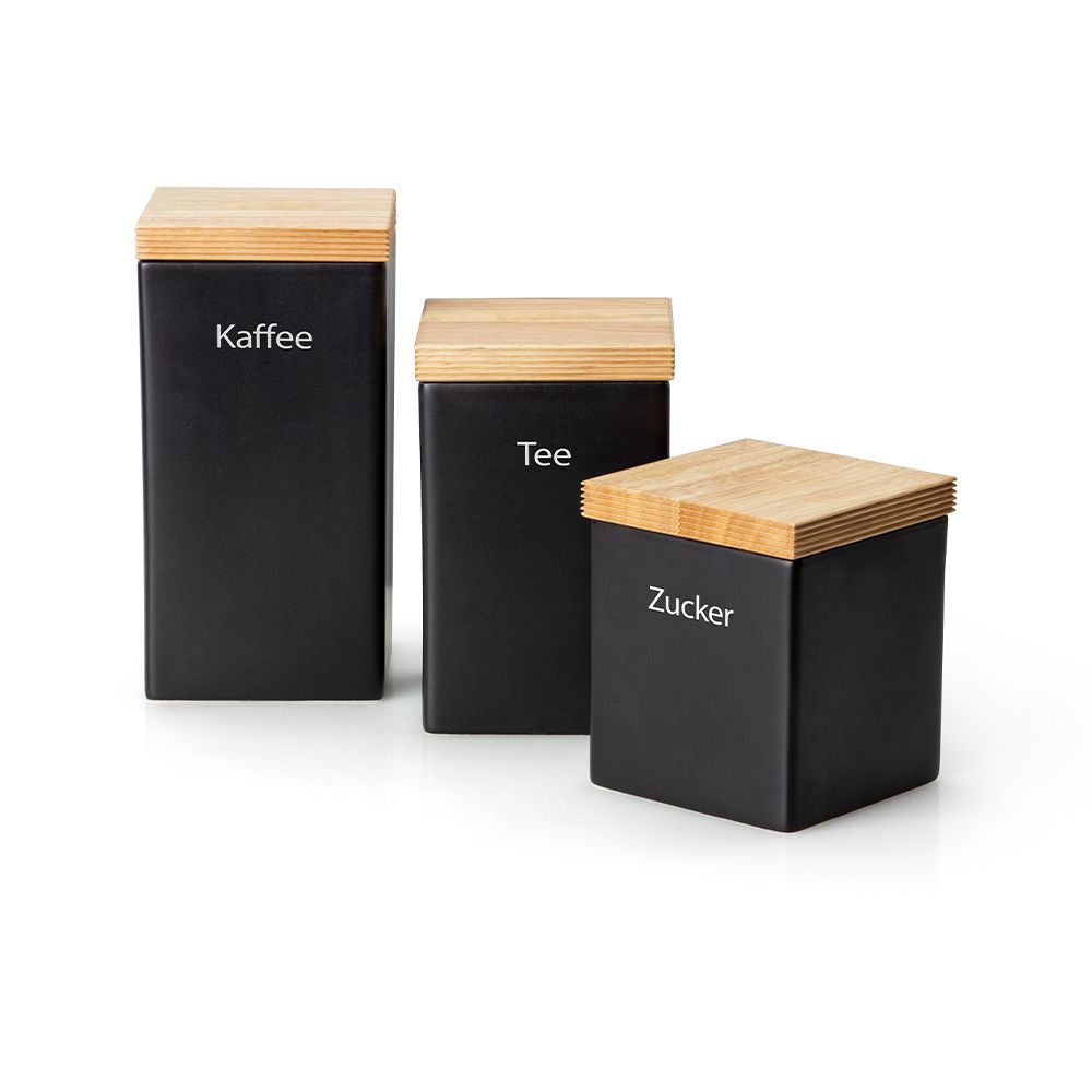 Continenta - storage box ceramic black with lid