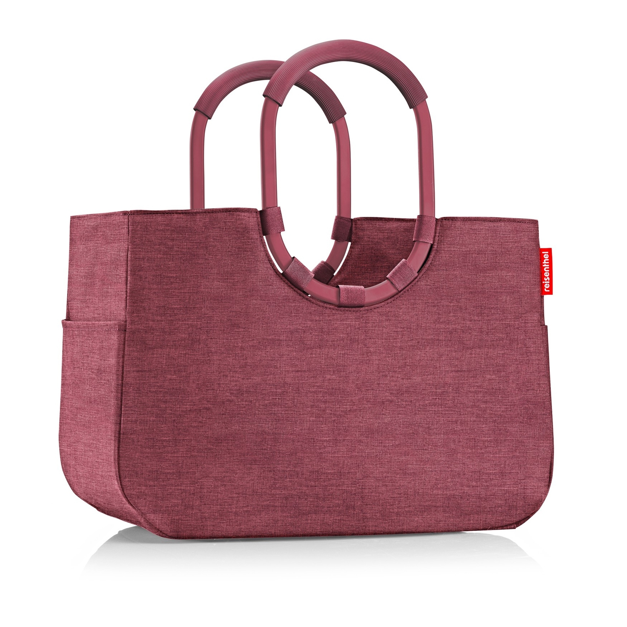 Modern burgundy shopping bag with round handles