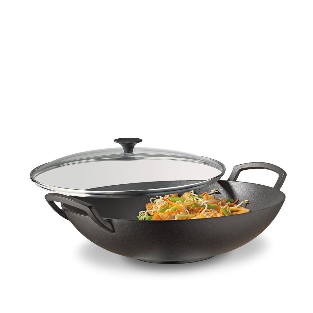 Spring - Cast-iron wok with glass lid - 35 cm Spring - Cast-iron wok with glass lid - 35 cm