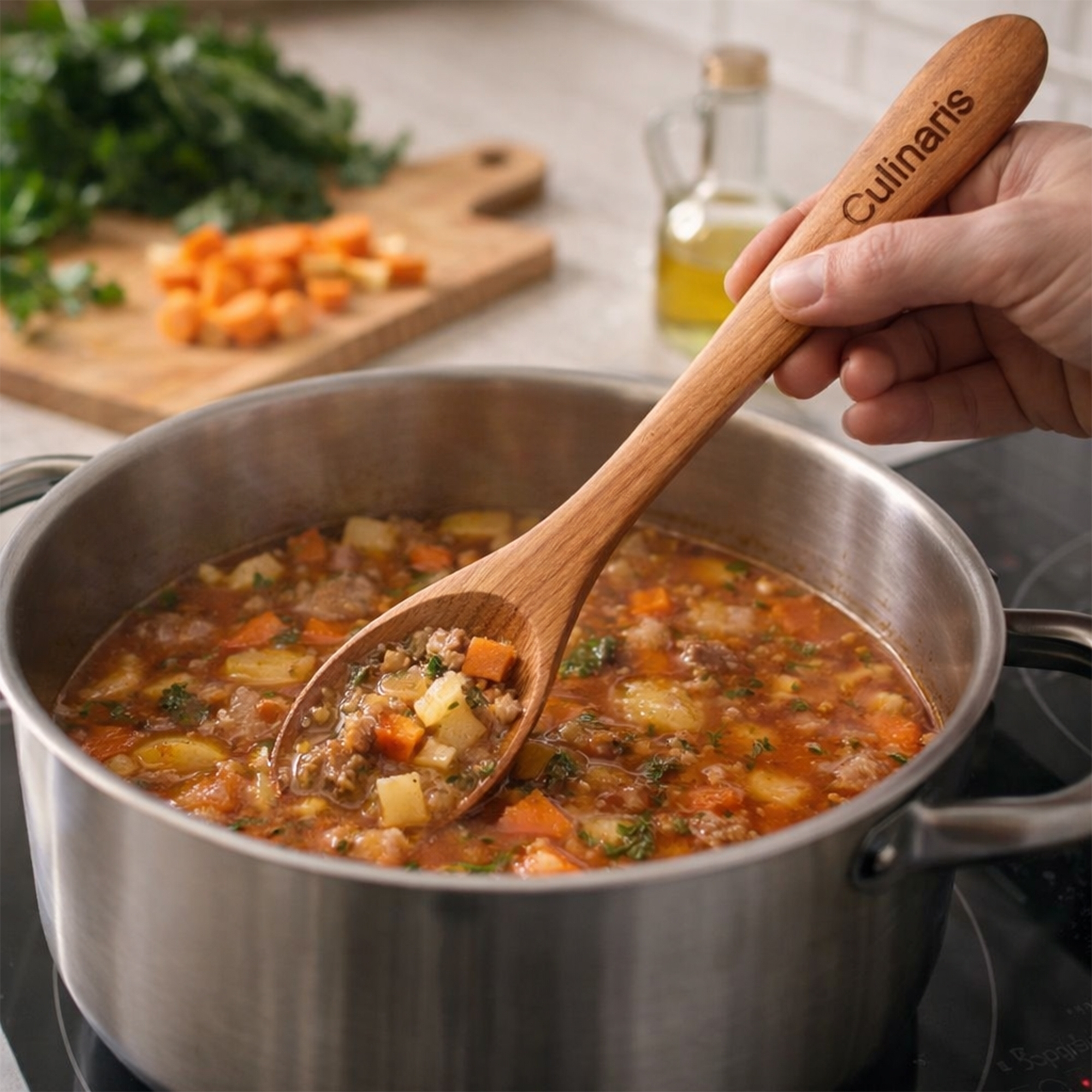 Culinaris oval cherry wood spoon 30 cm stirring stew