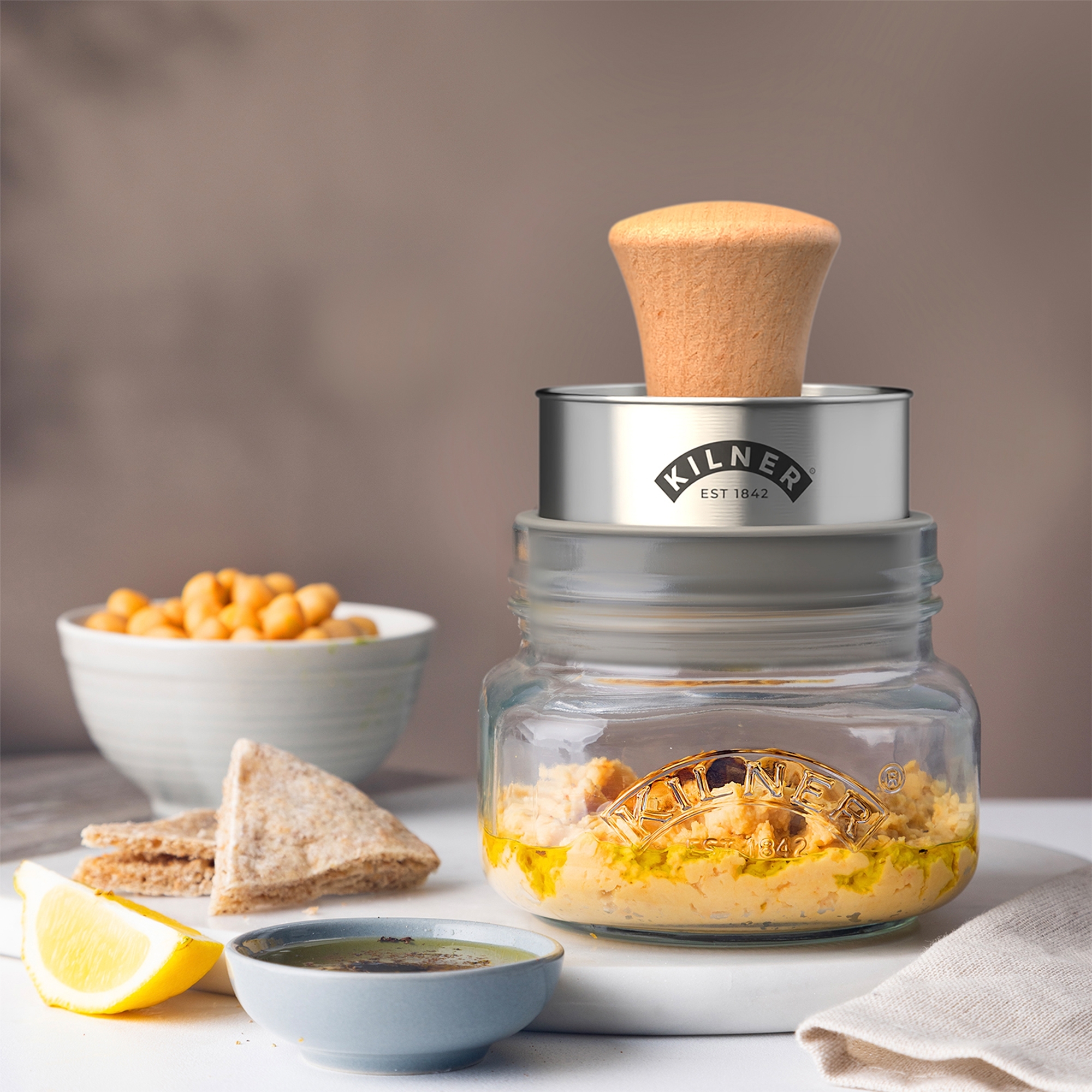 Kilner - Mash & Store Set - glass/stainless steel/wood/silicone Kilner - Mash & Store Set - glass/stainless steel/wood/silicone
