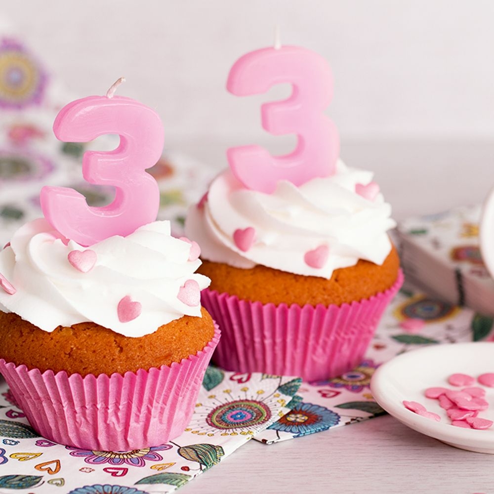 Städter - Kerze Ziffer - 4,5 cm - Rosa mit Halter Städter - Kerze Ziffer - 4,5 cm - Rosa mit Halter