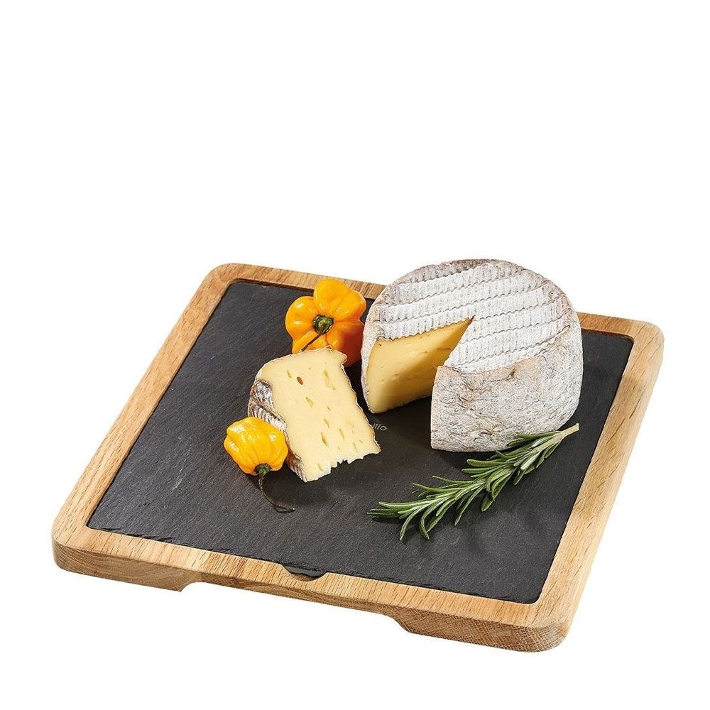 cilio - Slate plate with wooden board - square