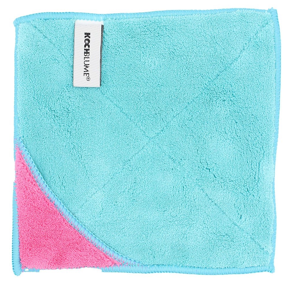 Kochblume - Microfasertuch 18 x 18 cm, türkis/pink Kochblume - Microfasertuch 18 x 18 cm, türkis/pink