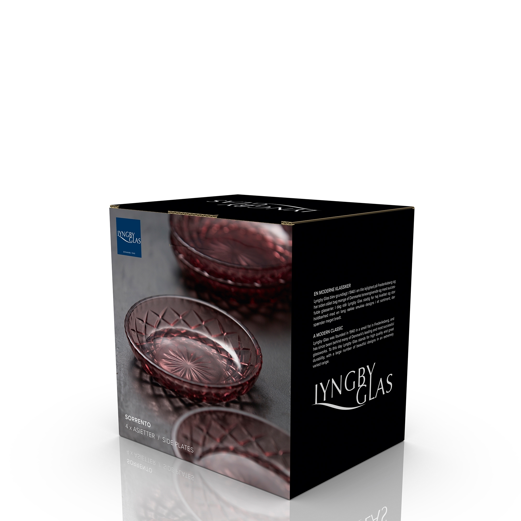 Lyngby Glass - Sorrento - Plate 16 cm - Pink - 4 pcs.