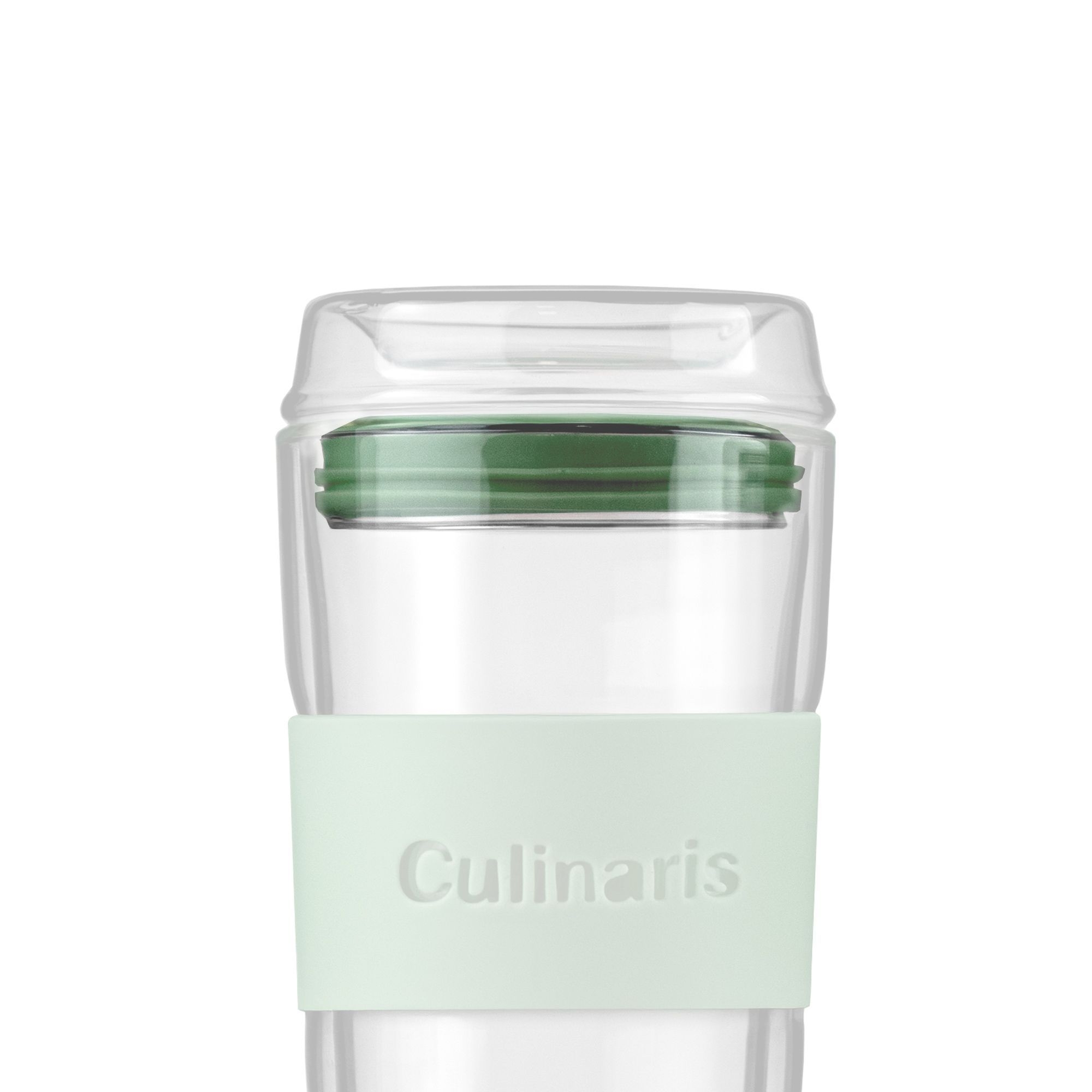Transparent Culinario glass cup with mint band
