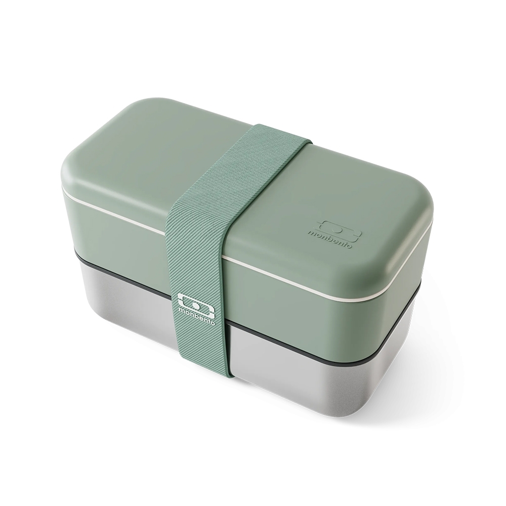 monbento - MB Sense Original - Lunch box with a stainless steel compartment, natural green