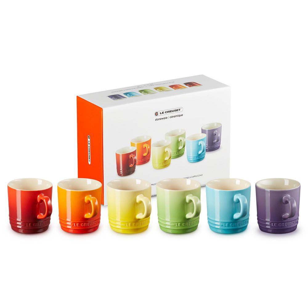 Le Creuset - Stoneware Rainbow Set of 6 Cappuccino Mugs - 200ml