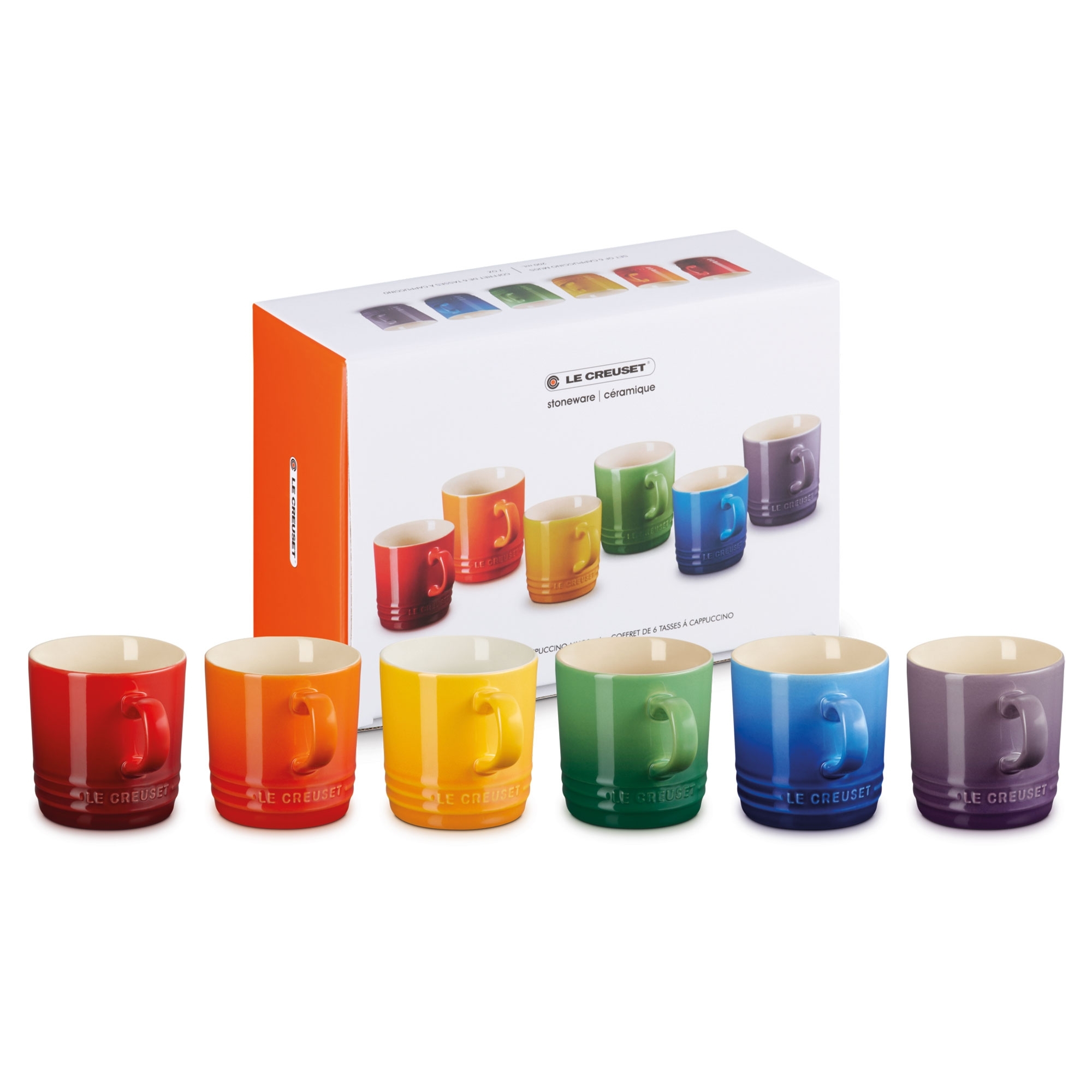 Le Creuset - 6er-Set Cappuccino-Becher Regenbogen - 200ml Le Creuset - 6er-Set Cappuccino-Becher Regenbogen - 200ml