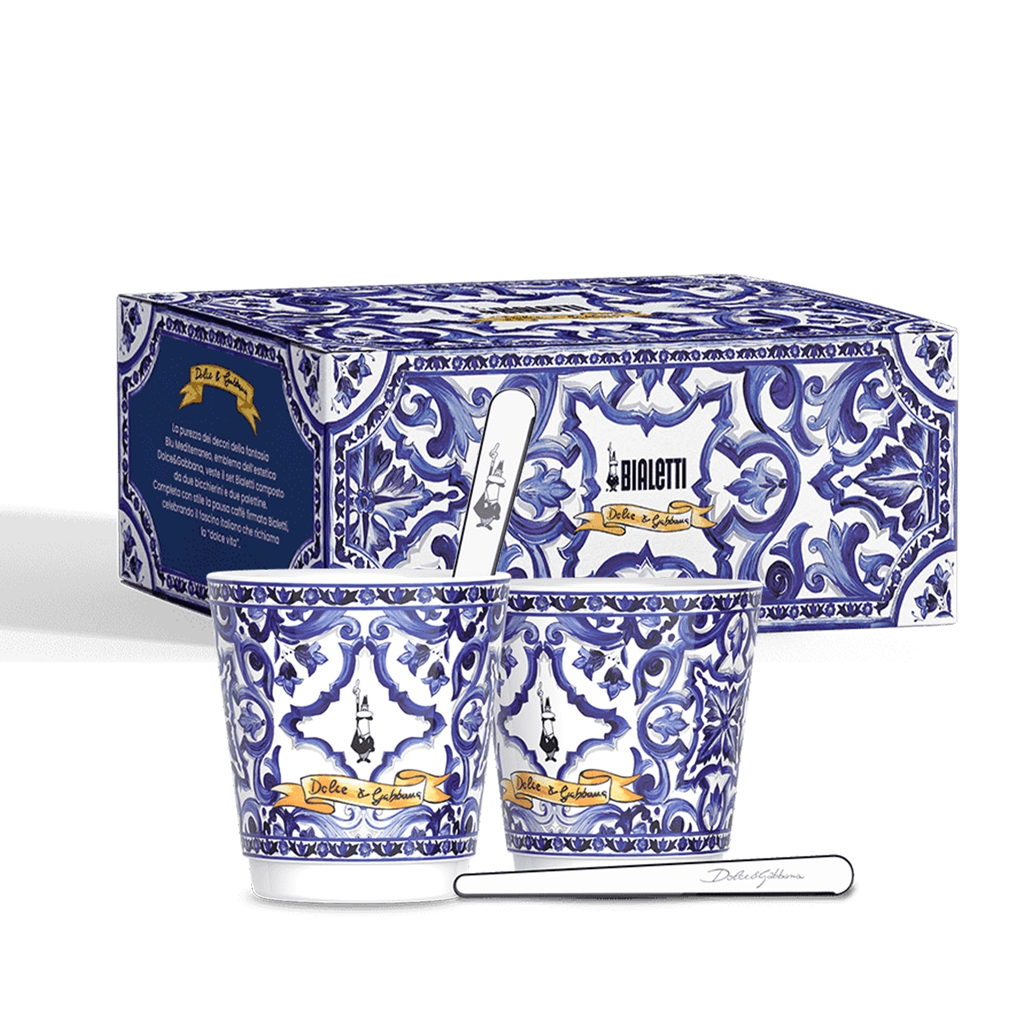 Bialetti - 4-Piece Espresso Cup Set, Dolce & Gabbana Blu Mediterraneo