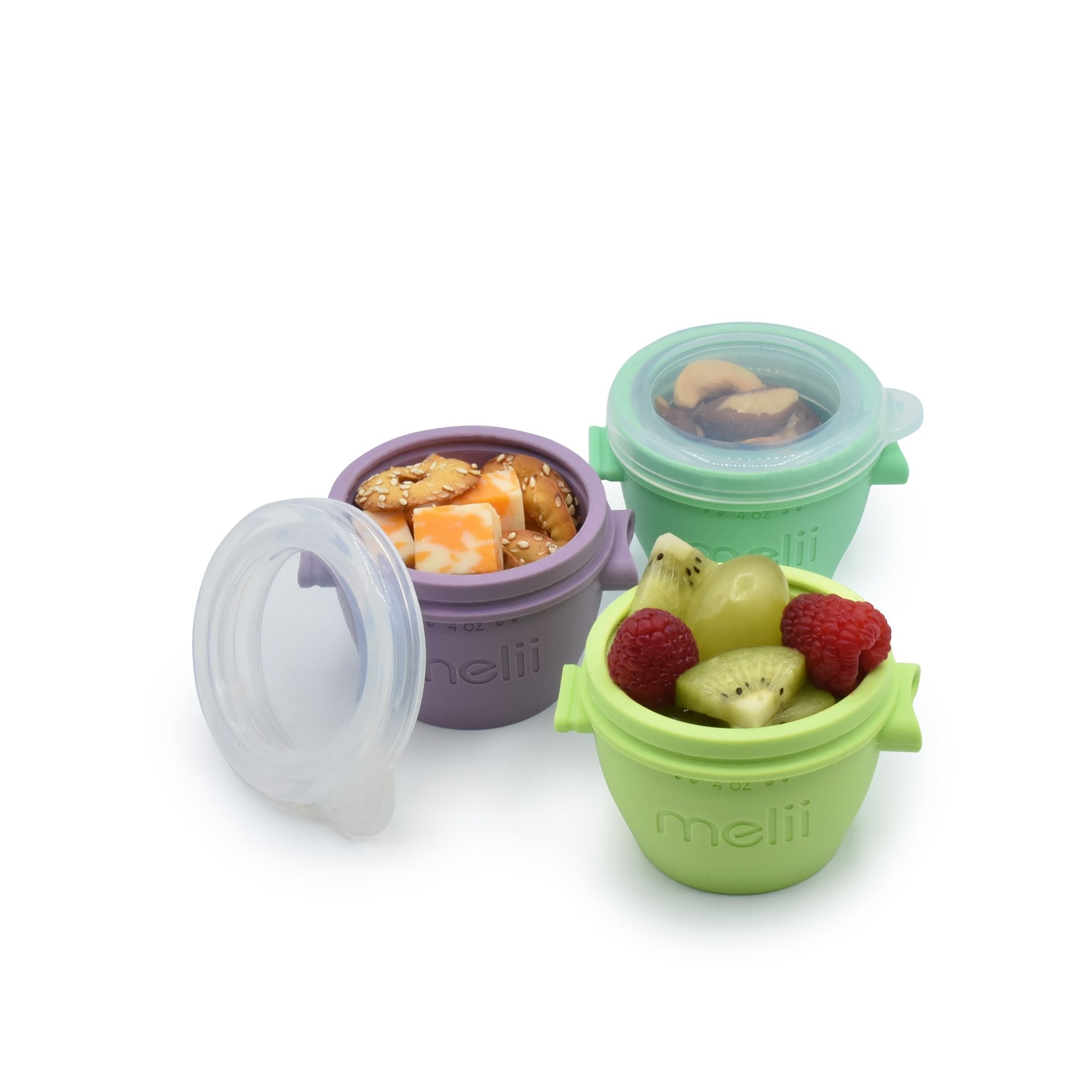 melii - Snack-Behälter "Snap & Go", Silikon- 4er-Set je 118 ml, bunt melii - Snack-Behälter "Snap & Go", Silikon- 4er-Set je 118 ml, bunt