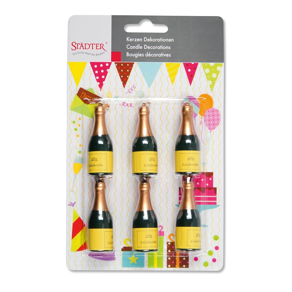 Städter - Kerze Sekt-Flasche -  5,5 cm - Grün - Set 6-teilig Städter - Kerze Sekt-Flasche -  5,5 cm - Grün - Set 6-teilig